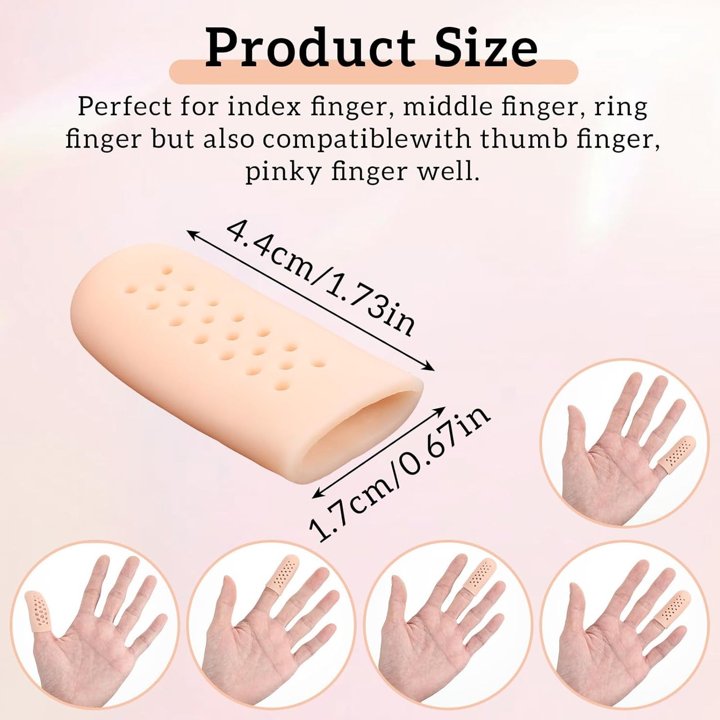 Gel Finger Cots - 16 Pcs Silicone Protectors with Air Holes | Breathable Anti Nail Biting Covers for Wound Healing (Nude)