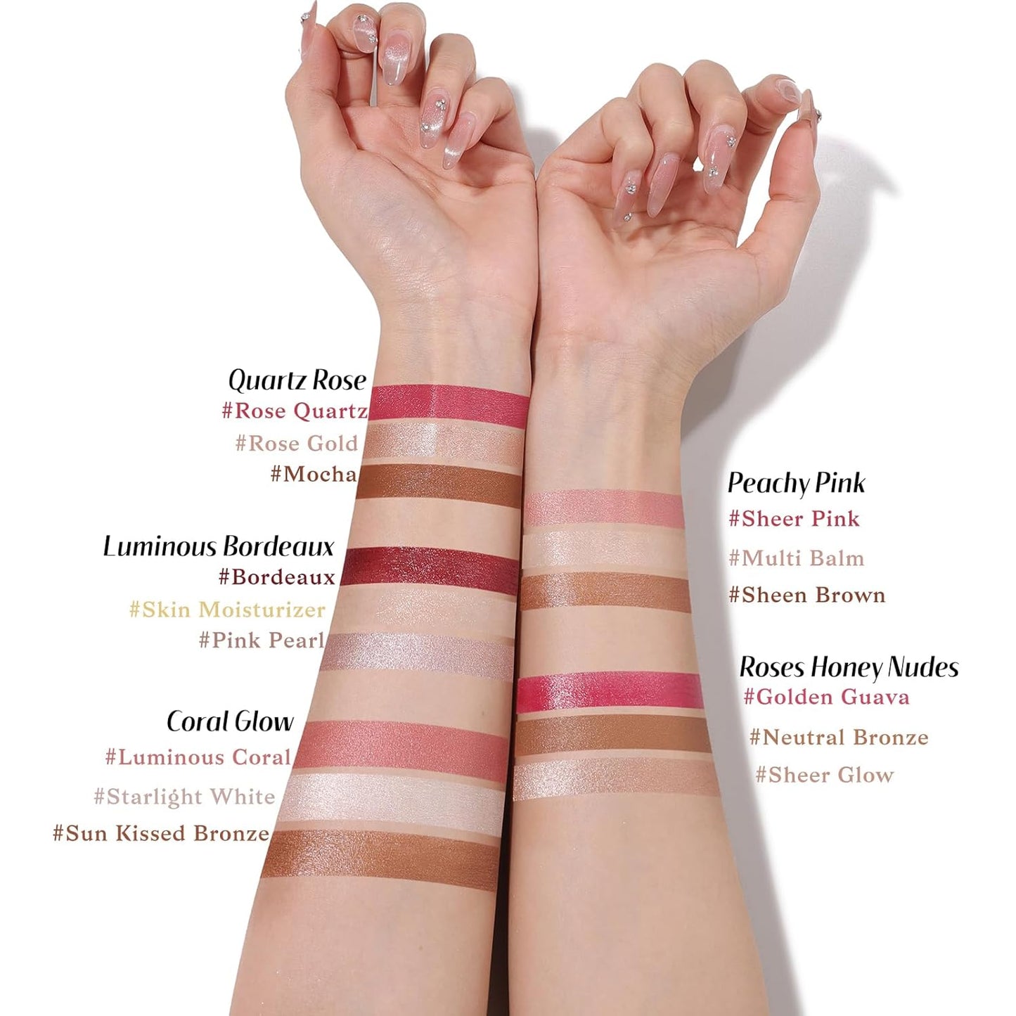 KIMUSE Cream Blush, Highlighter & Contour Stick Trio - Long-Lasting Face Makeup Set with Brush