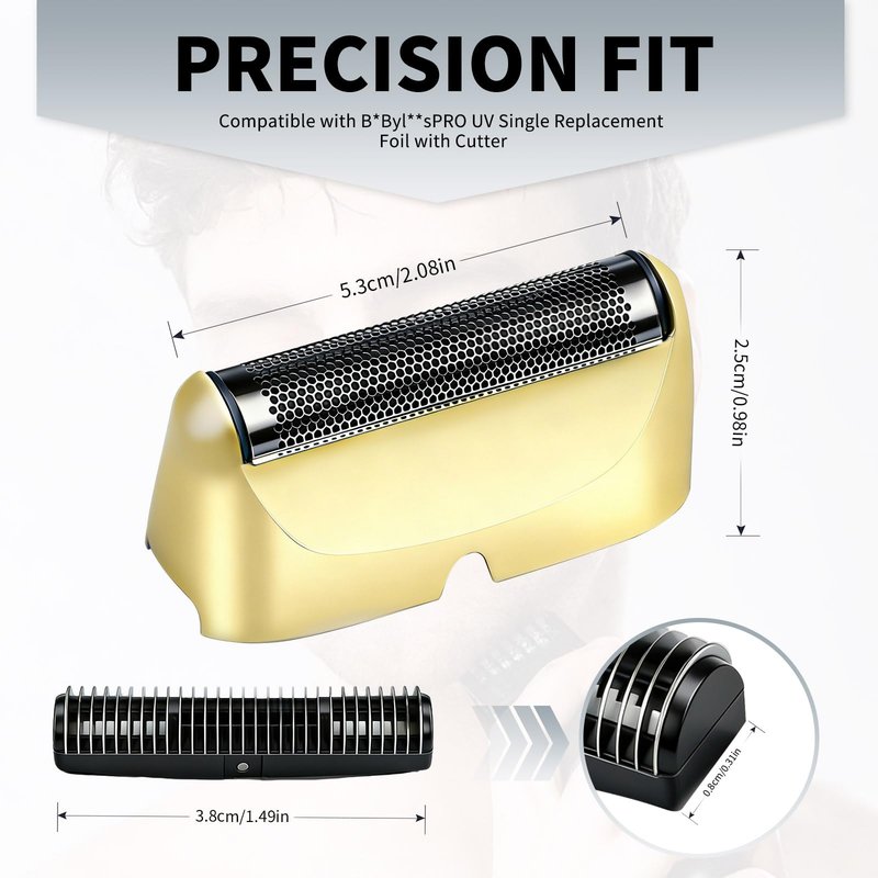 Shaver Replacement Foil and Cutter,Compatible with BaBylissPRO UV-Disinfecting Single Replacment Foil- Gold-2pcs
