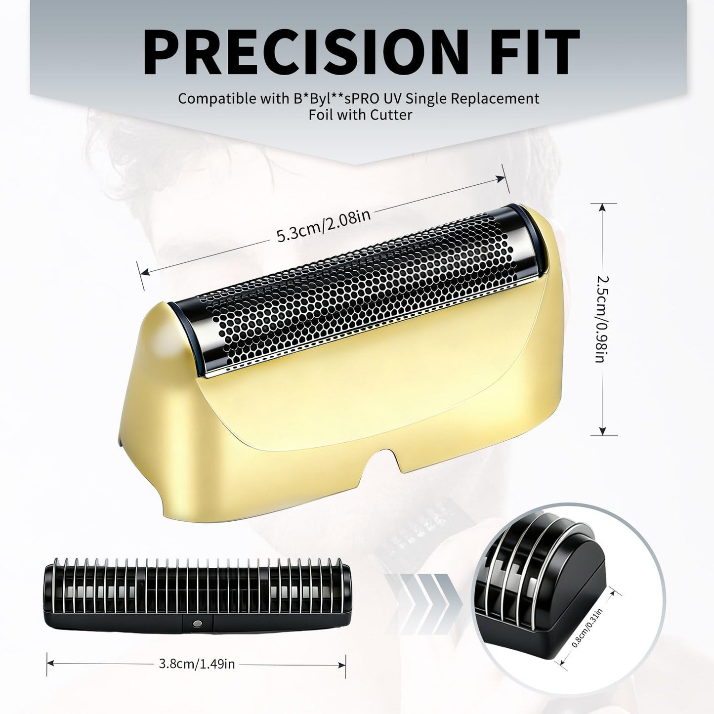 Shaver Replacement Foil and Cutter,Compatible with BaBylissPRO UV-Disinfecting Single Replacment Foil- Gold