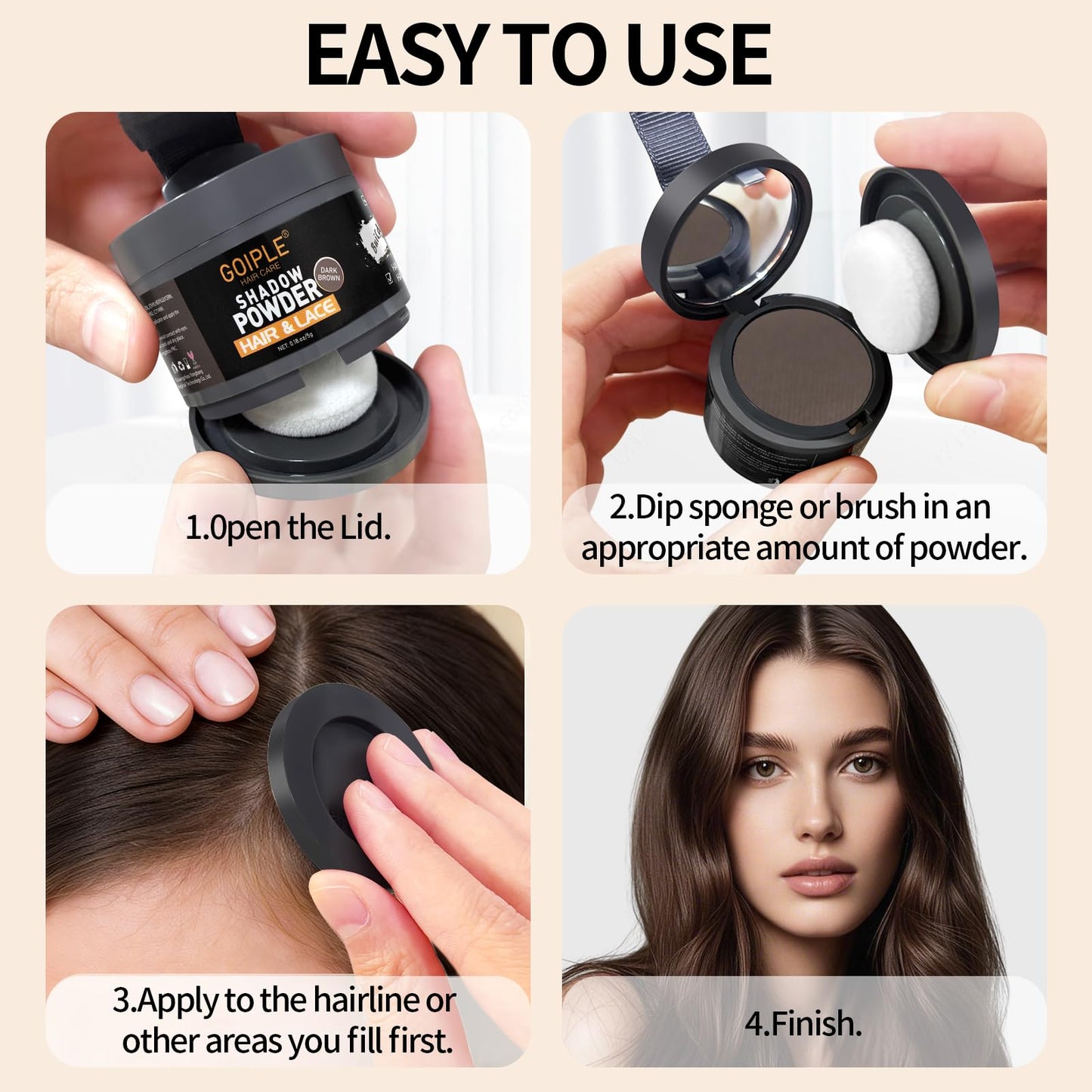 Root Cover Up Powder Hairline Powder for Women Root Touch Up Hair Color for Bald Spots, Eyebrows, Beard Line, Hair Loss Thinning Hair Shadow Cover Up 2 Pack (Dark Brown)