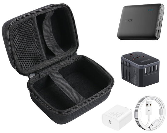 inDomit Travel Charging Accessories Storage Kit - Hard Protective Case Fits Power Bank, Power Adapter & Data Cables(Case Only)