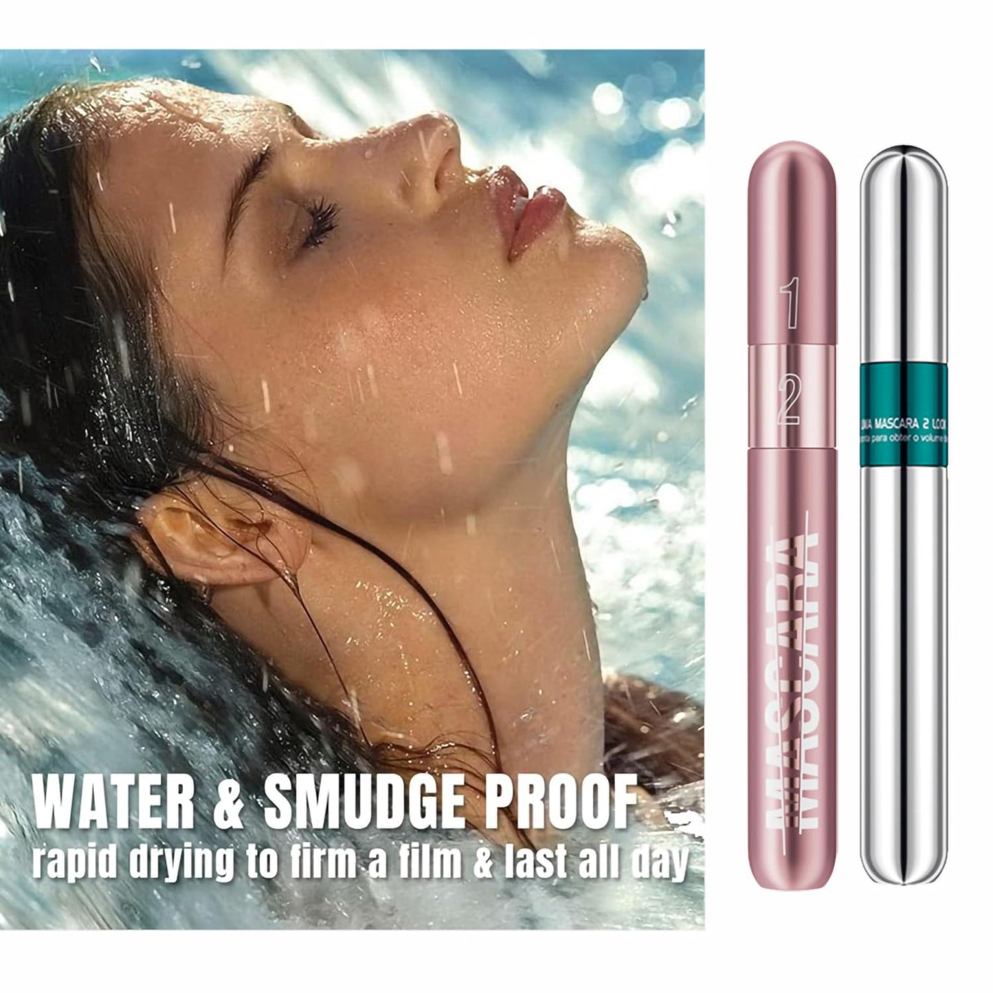Lengthening & Volumizing Tubing Mascara - 2Pcs Smudge-Proof, Clump-Free Black for Natural Thickness