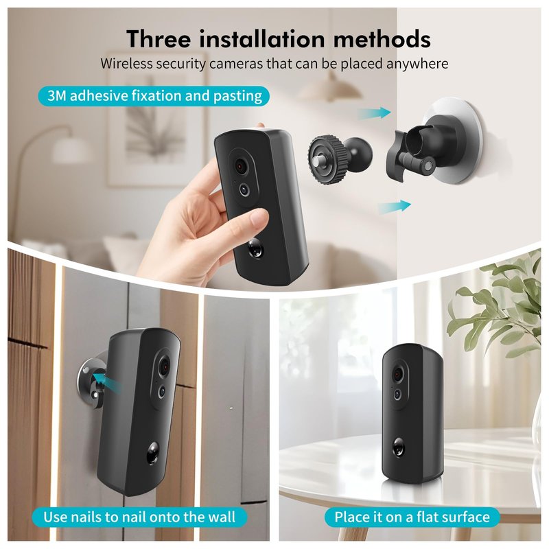 Outdoor Camera Wireless WiFi,AA Battery Operated Home Security Camera, Operates to -20°C, 1 Year Battery , Built in SD and AI, No Subscription ,Cloud-Free, Outdoor Surveillance:Do it Yourself(16, GB)