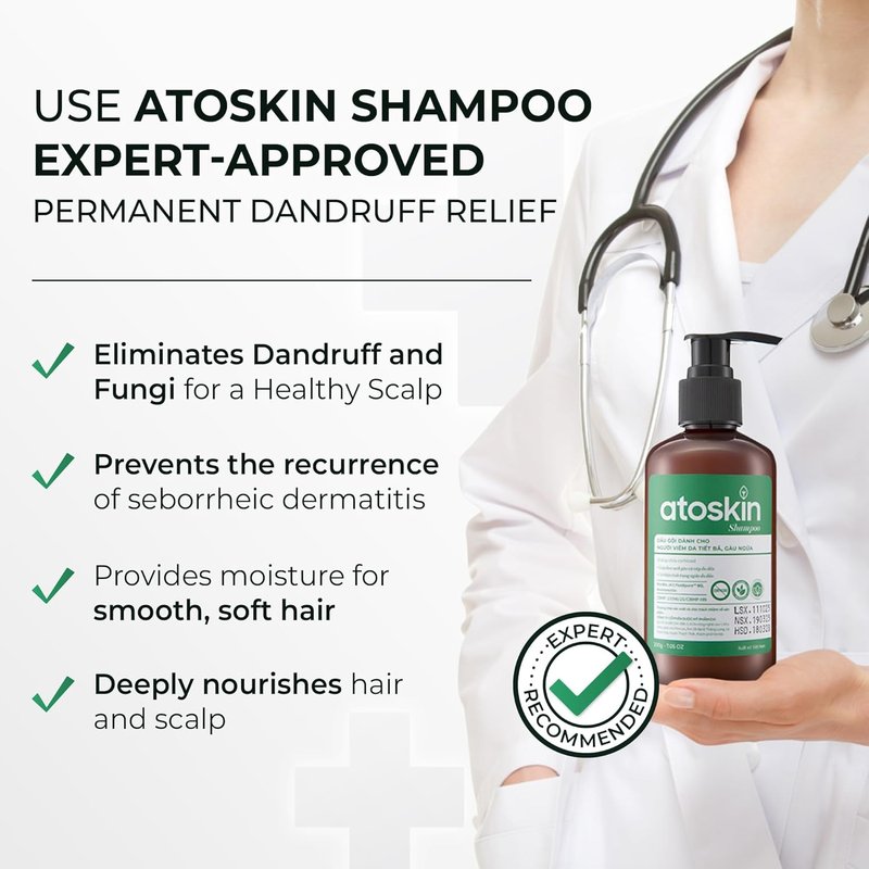 Atoskin Shampoo for Seborrheic Dermatitis - Reduces Oil & Enhances Scalp Comfort | 6.8 oz