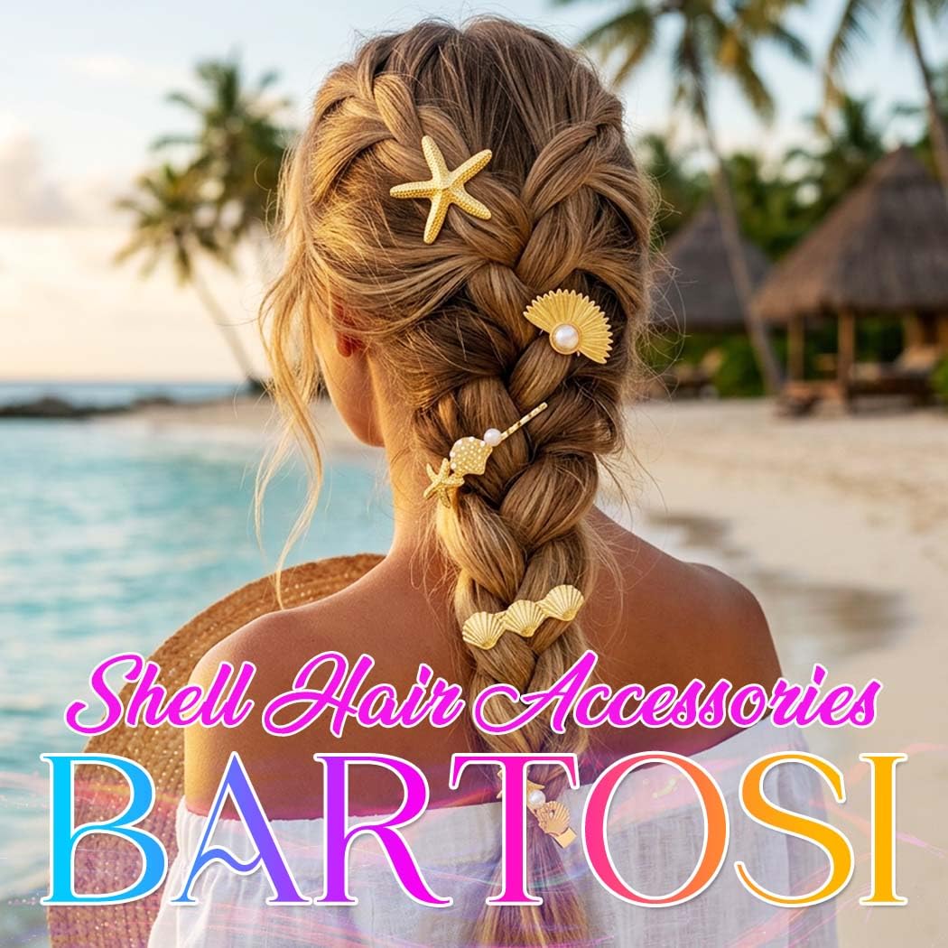 BARTOSI Shell Hair Clips Gold Starfish Hair Pins Decorative Hair Combs Hair Accessories for Women and Girls (Pack of 5)