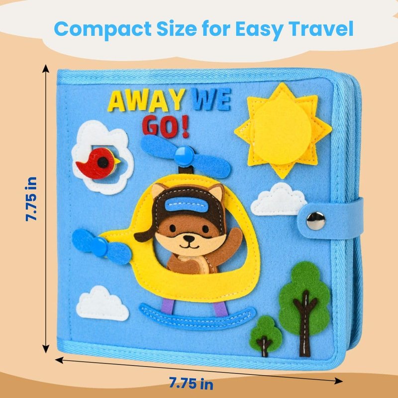 Bright Keiki Busy Book for Toddlers 1–3 – Montessori Busy Board & Educational Toys for 2 Year Old – Away We Go Travel Activity Book