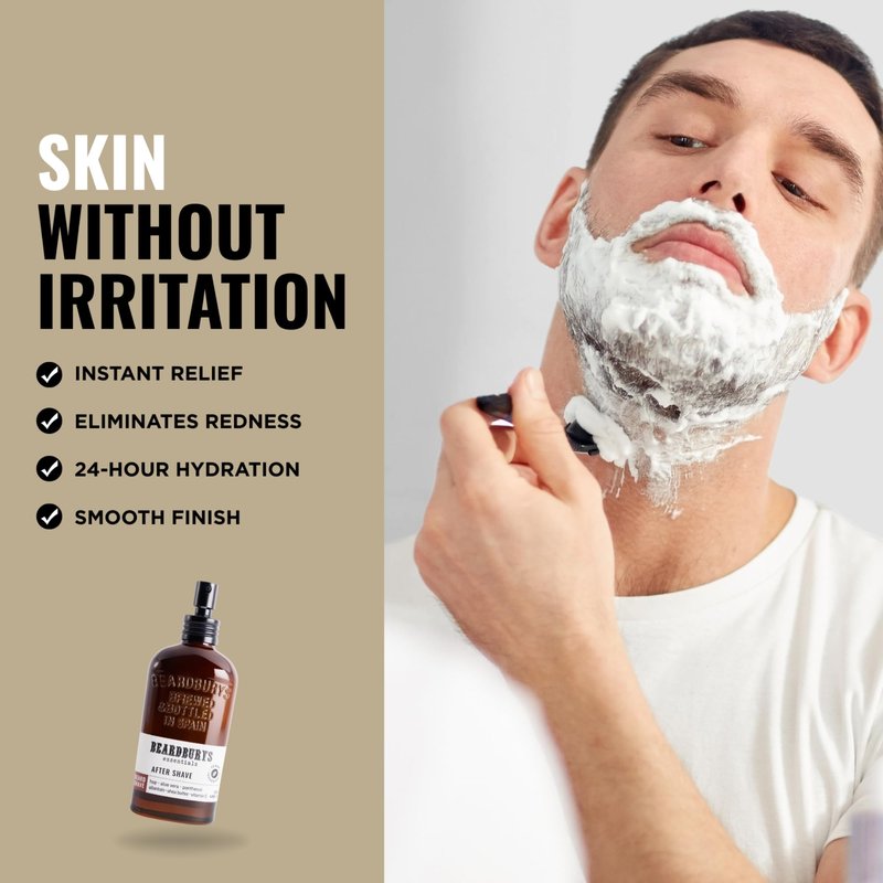 Beardburys Essentials | After Shave for Men, Soothes, refreshes and hydrates - Vitamin E, Shea Butter and Aloe, 100% Vegan - 4.06 Fl Oz