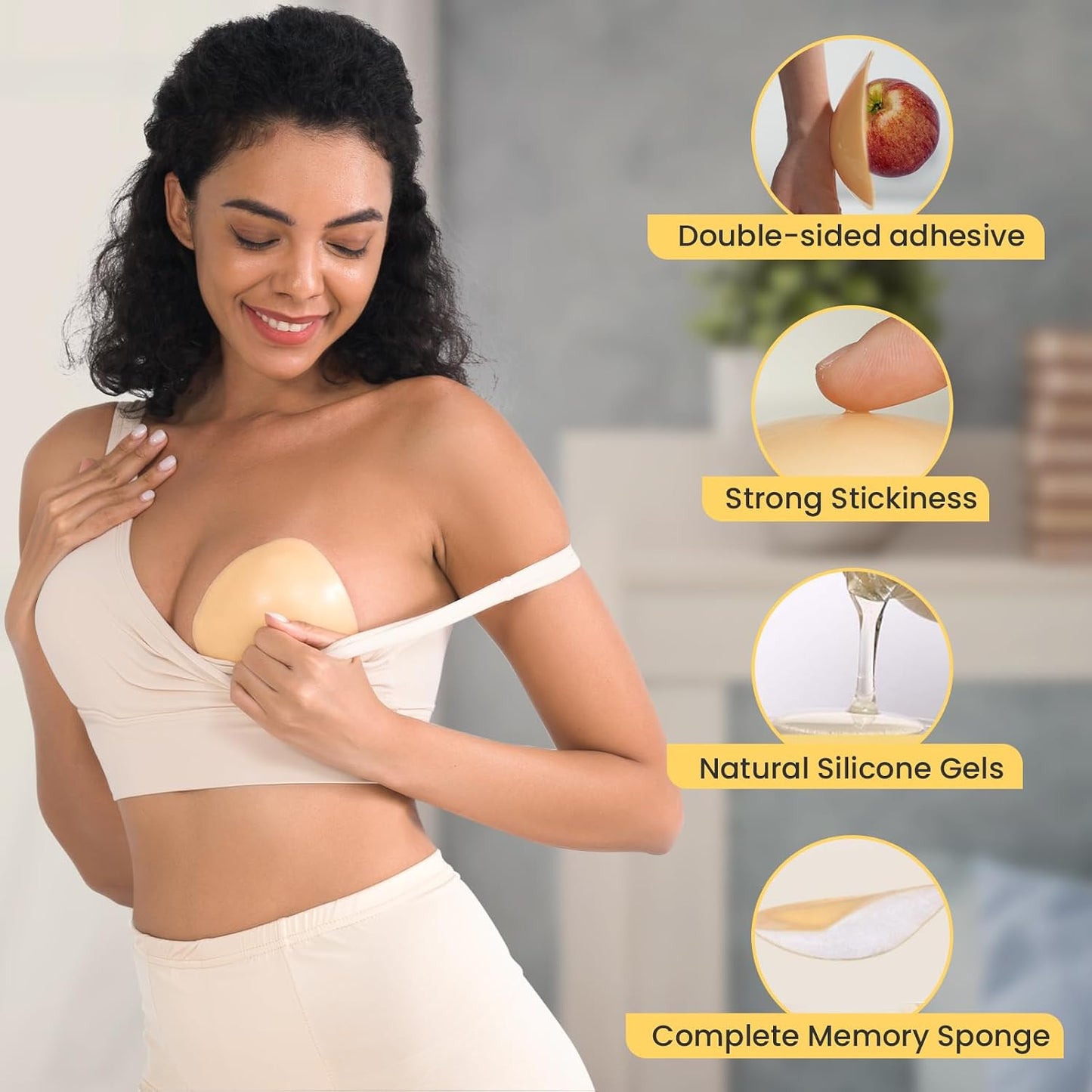 Double-Sided Sticky Bra Inserts - Reusable Ultra Push-Up Lift Pads for Strapless Dresses & Bikinis