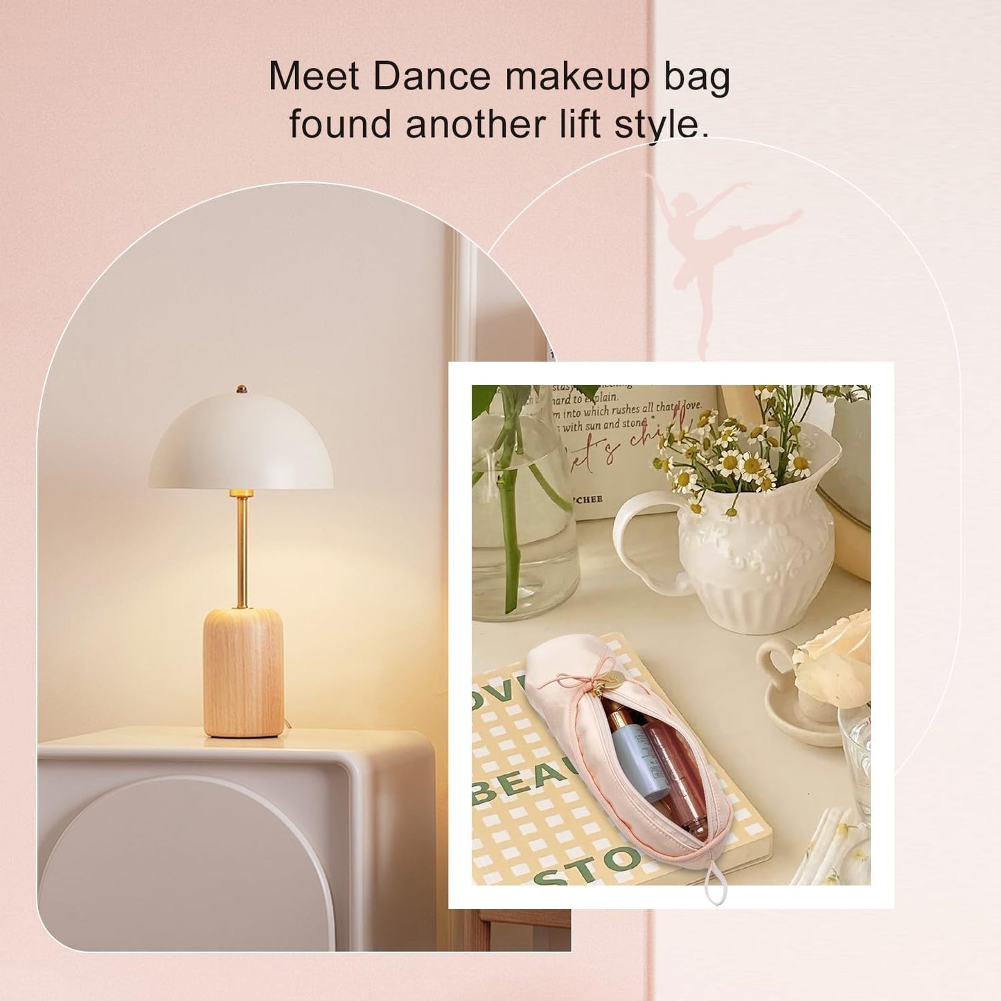 Ballet Makeup Bag - Cute Cosmetic Case for Girls | Pink Dance Recital Gift & Pencil Holder