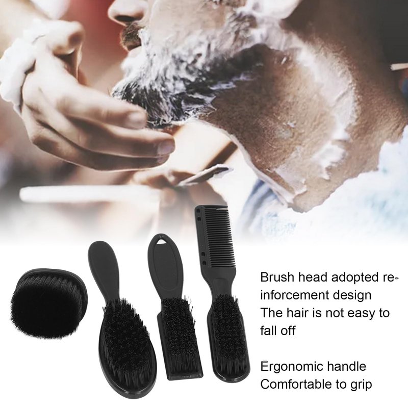 ZJchao 4pcs Men Beard Brush Set, Reinforced Nylon Hair Beard Styling Brush Set Ergonomic Handle Comb Brush Men Beard Brush Kit Beard Grooming Tools for Home and Barbershop