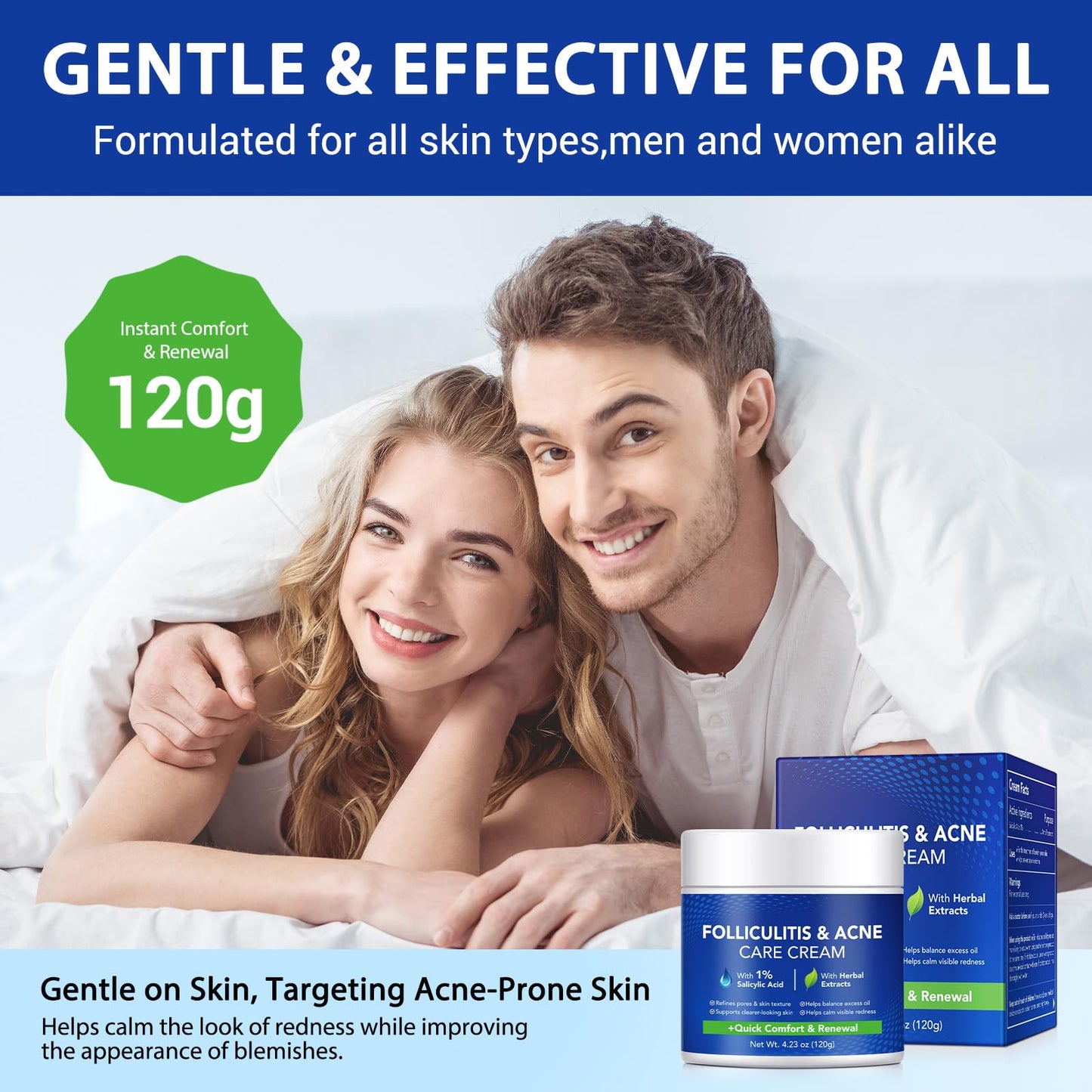 ReliCo Folliculitis Acne Cream, Pores Care & Acne Prone Skin – Scalp Face Body Lotion for Rough Bumps, Clogged Pores & Excess Oil – Gentle Formula with Plant Extracts for Daily Use