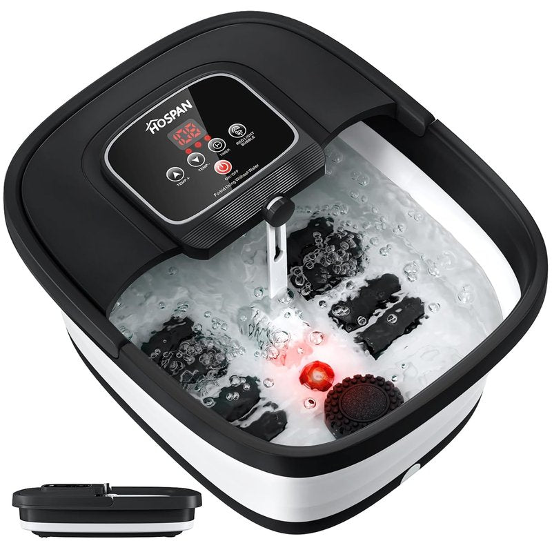 Collapsible Foot Spa - Heated Bubble Bath Massager with Shiatsu Rollers | Relaxation & Stress Relief, Black