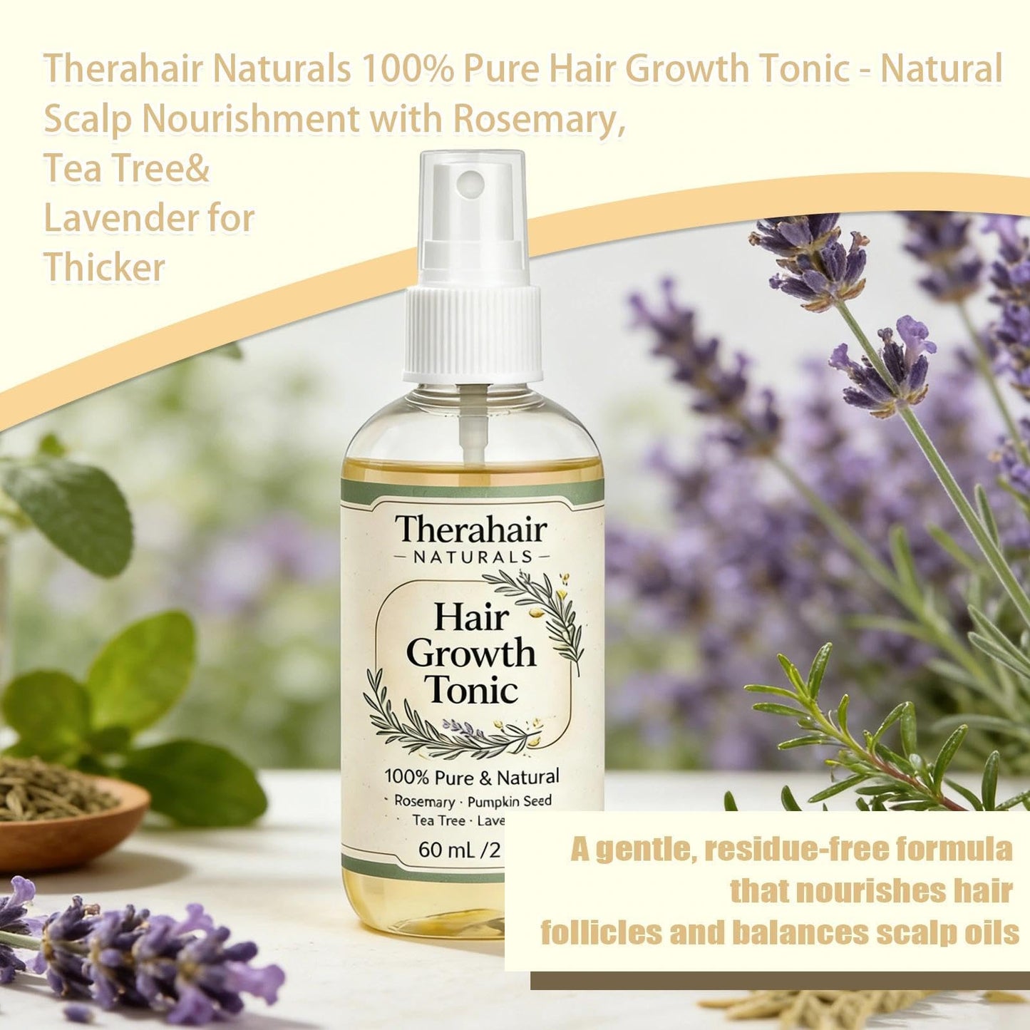 Therahair Naturals Hair Growth Serum，Thicker, Fuller Hair - 60 Ml (2 Fl Oz)