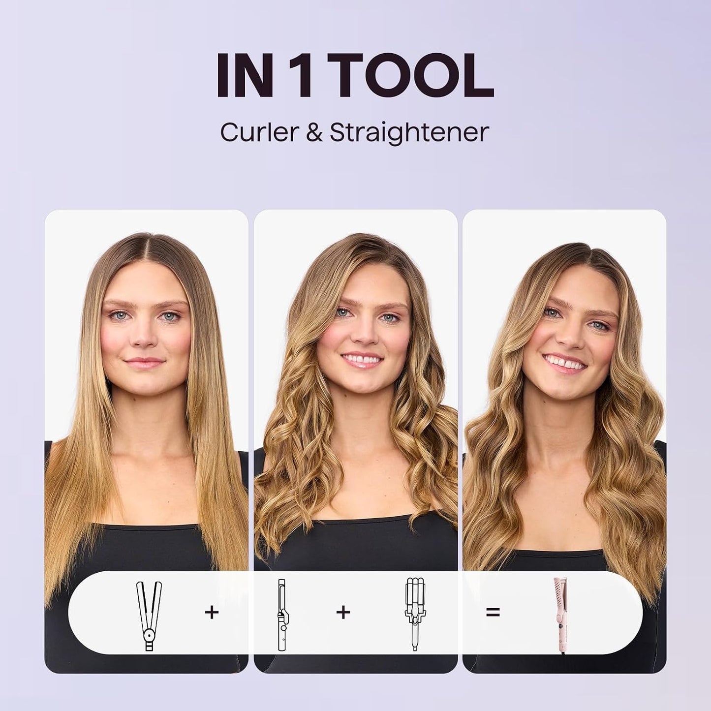 Airflow Styler - 2 in 1 Curling Iron & Hair Straightener | Whirlwind Curl, Less Damage to Hair