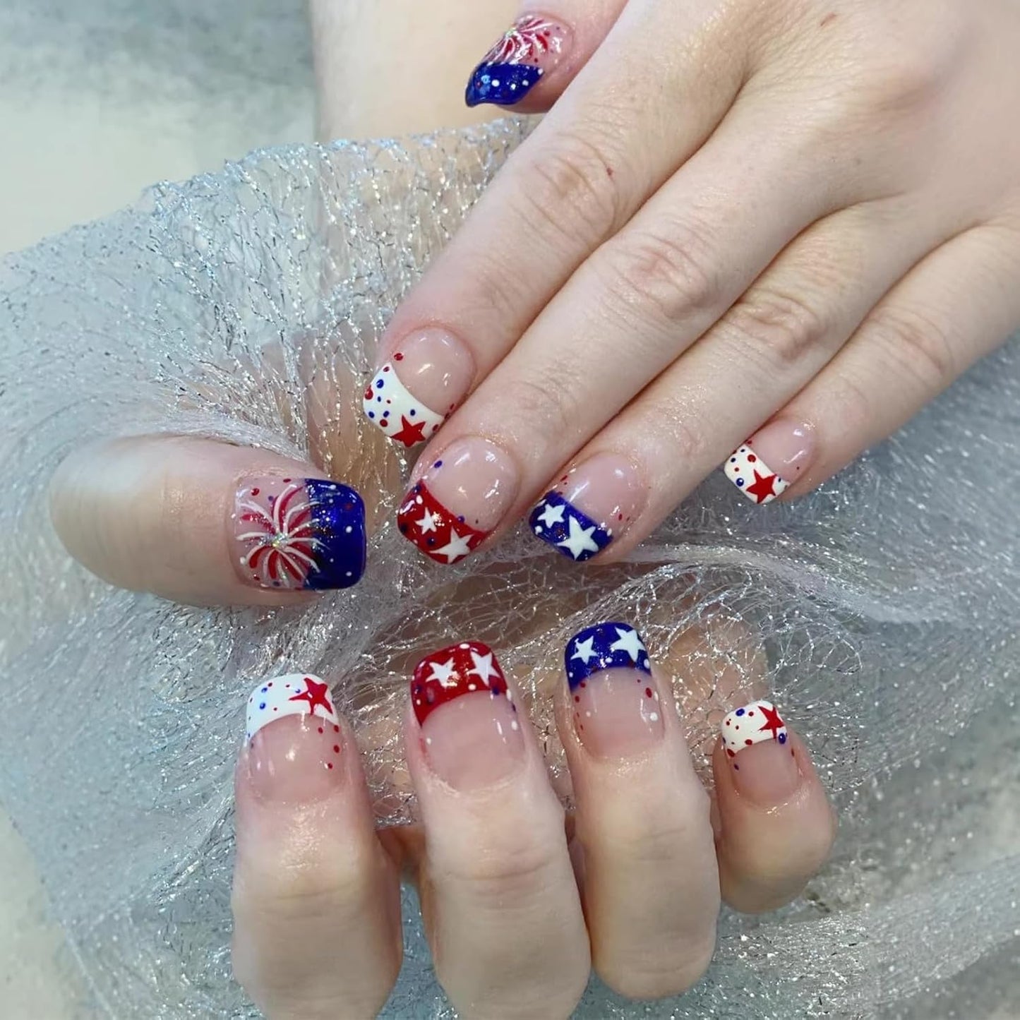 Handmade Press-On Nails - 30 Pcs Medium Almond Shape 3D Flower Design | Reusable Acrylic in Nude & White