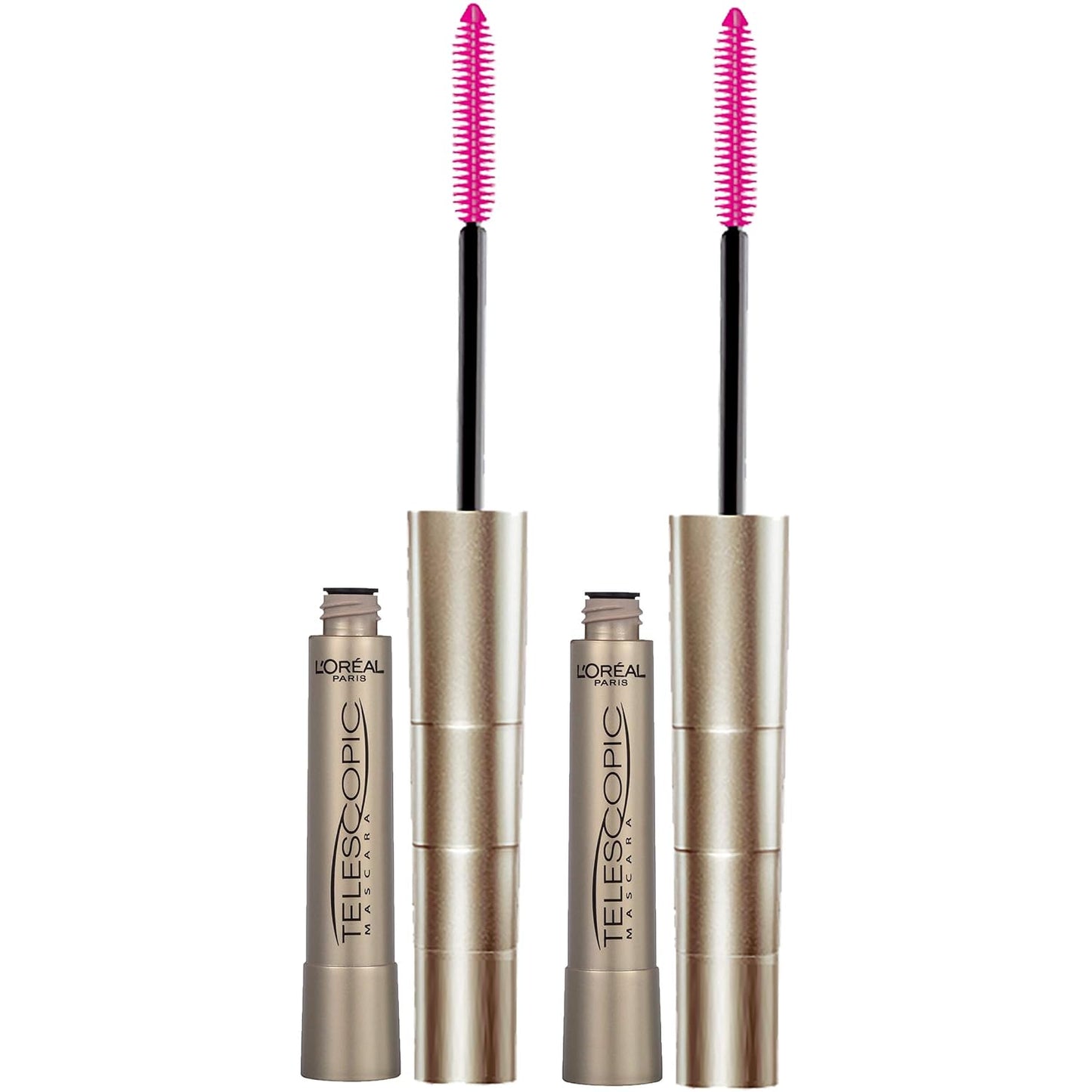 L’Oreal Paris Telescopic Mascara - Volume & Length Formula, Washable Black | 0.27 Fl Oz, 2 Count