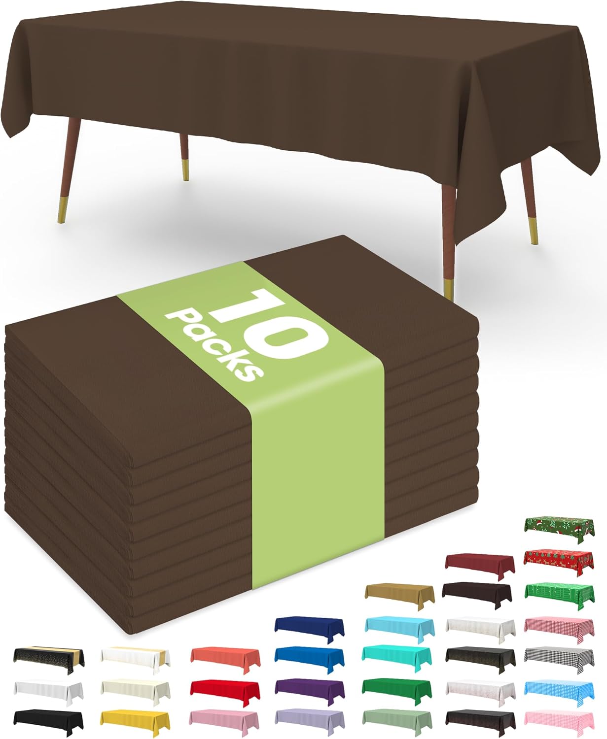 Plastic Table Cloths - 10 Pack Disposable 54 x 108 Inch for Parties, Picnics & Weddings | Rectangle White