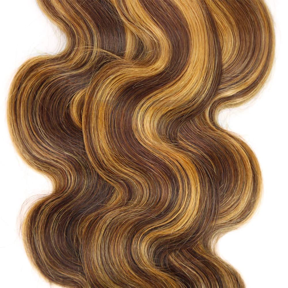 30 32 34 Inch P4/27 Highlight Blonde Bundles Human Hair Body Wave 3 Bundles Brazilian Remy Hair 50 Grams/Bundle 10A Grade Unprocessed Virgin Hairs Blonde Body Wave Bundle Weaves Extensions