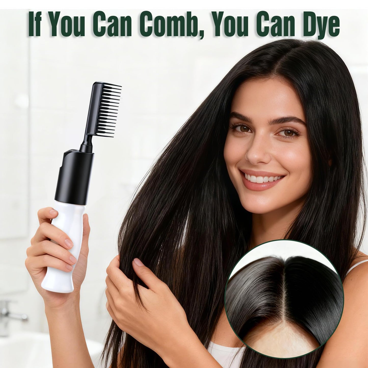 Hair Dye Shampoo PPD-Free for Sensitive Scalp, Comb-In Root Touch-Up Light Brown 6 in 1 Herbal Gentle Formula Gray Coverage for Men Women, Ammonia-Free, Semi-Permanent (6.76fl oz/200ml)