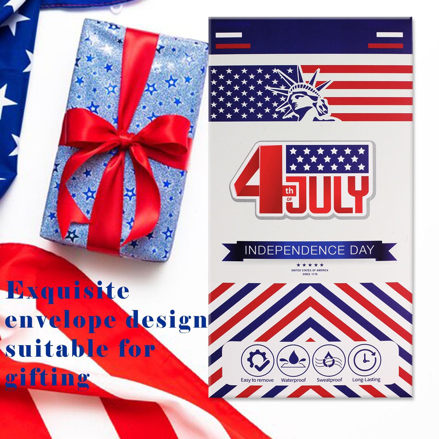 Paminify 4th of July Freckles Tattoos,Fourth of July Glitter Freckle Face Accessories, Patriotic USA Red White Blue Temporary Star Stickers,Independence Flag Makeup,8 PCS+13 PCS
