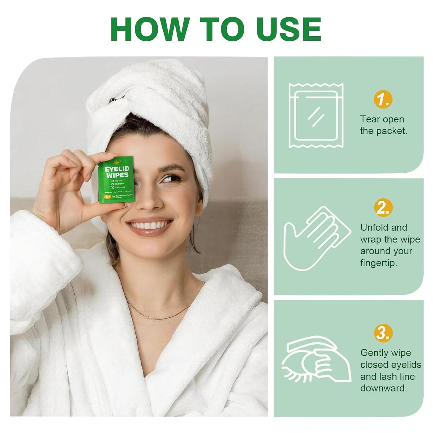 Tea Tree Oil Eyelid Wipes - 120 Individually Wrapped Soothing Eye Cleaning Wipes | Hydrating for Sensitive Eyes