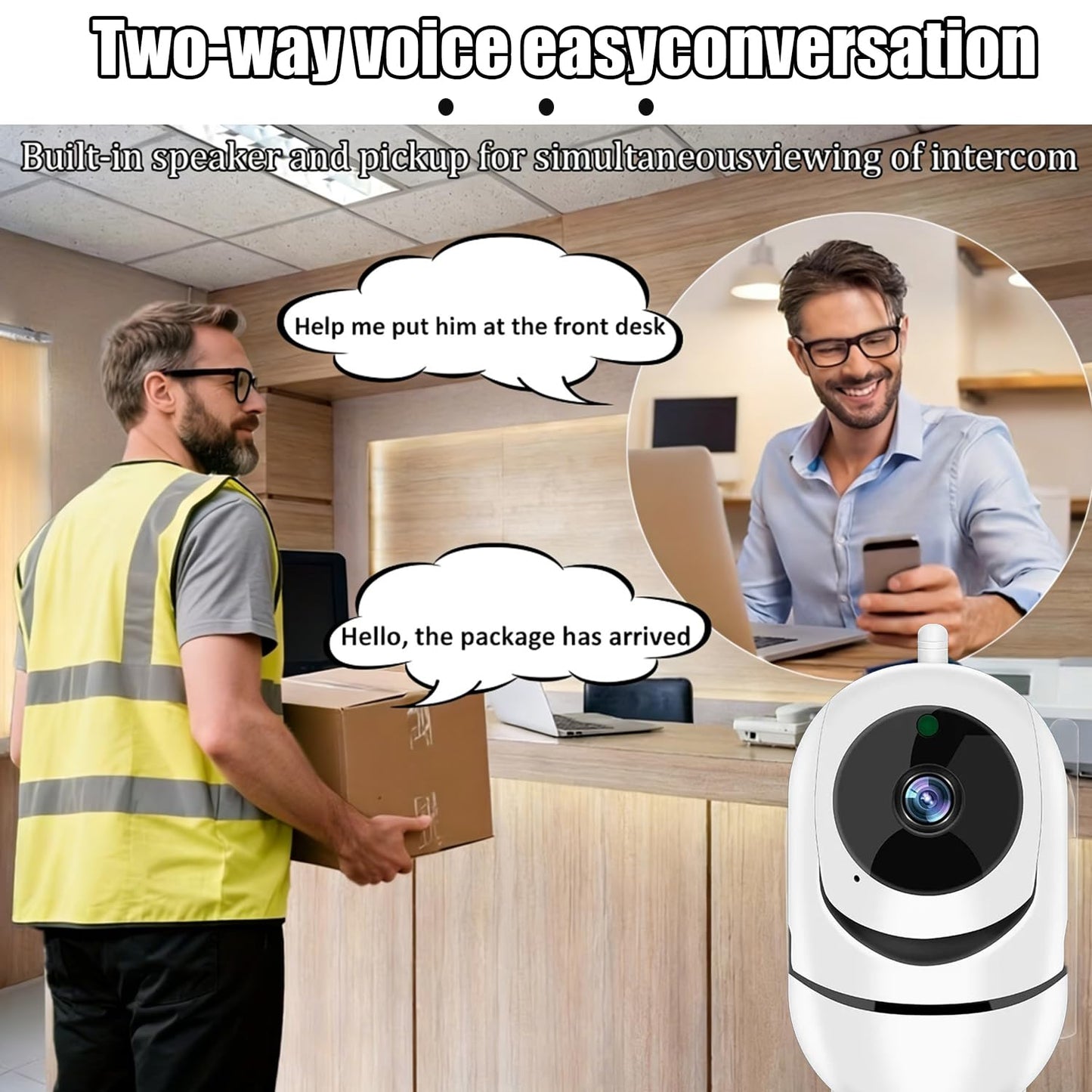 1080P Indoor Camera with 360 Degree Pan Tilt, Two Way Audio and 2.4G Auto Tracking, App Control, Person Pet Sound Detection, Privacy Mode for Home Nursery, White