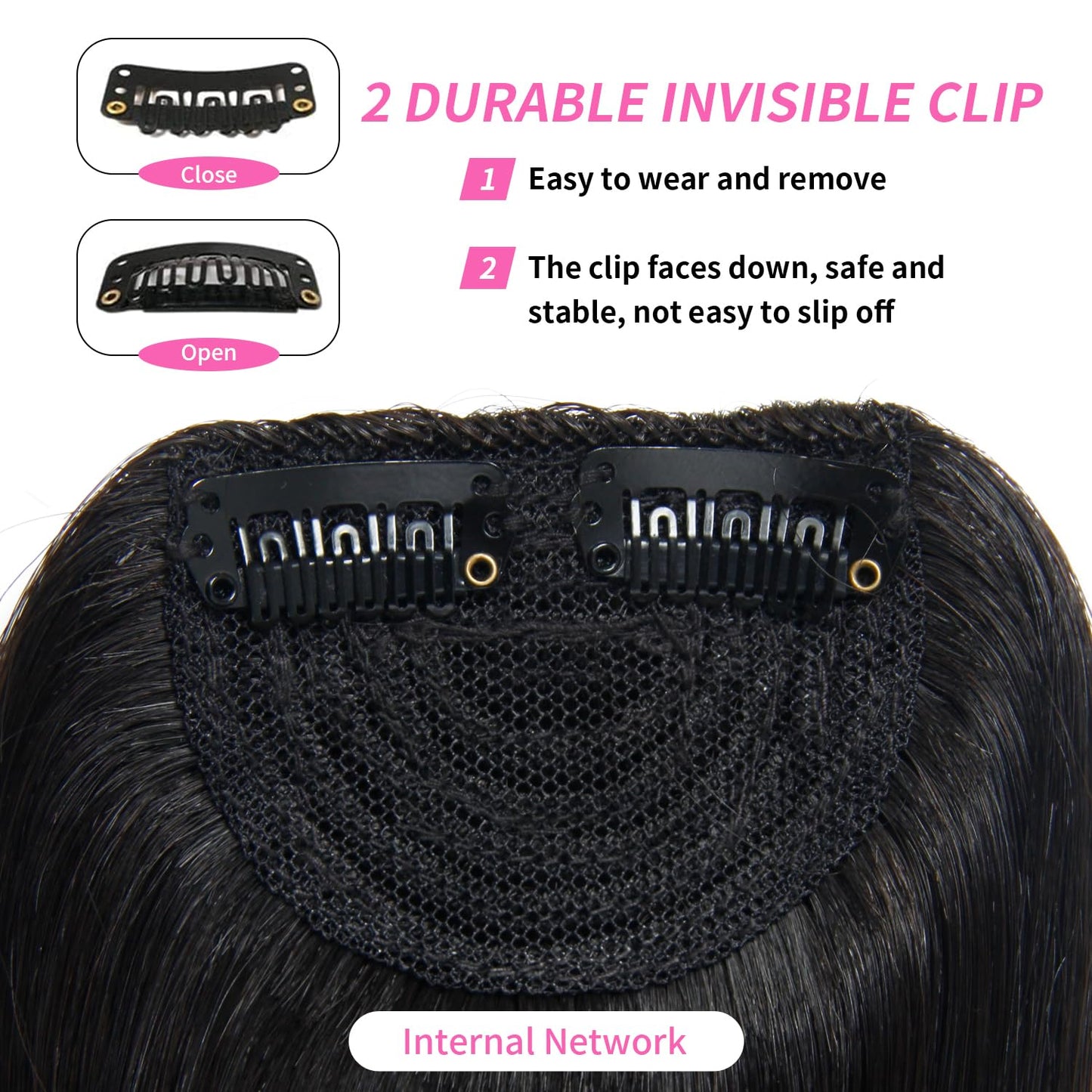 Dsoar Thick Side Bang Clip in Bangs Real Human Hair Bang Natural Clip on Side Bangs Straight Fringe Hair Extensions(Natural Color,with Temples)