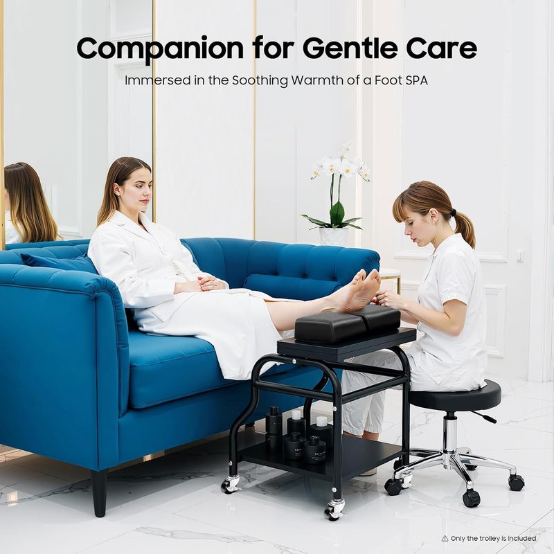 Pedicure Foot Bath Trolley Cart - Portable Esthetician Stand for Nail Tech | Spa & Massage Station with Wheels