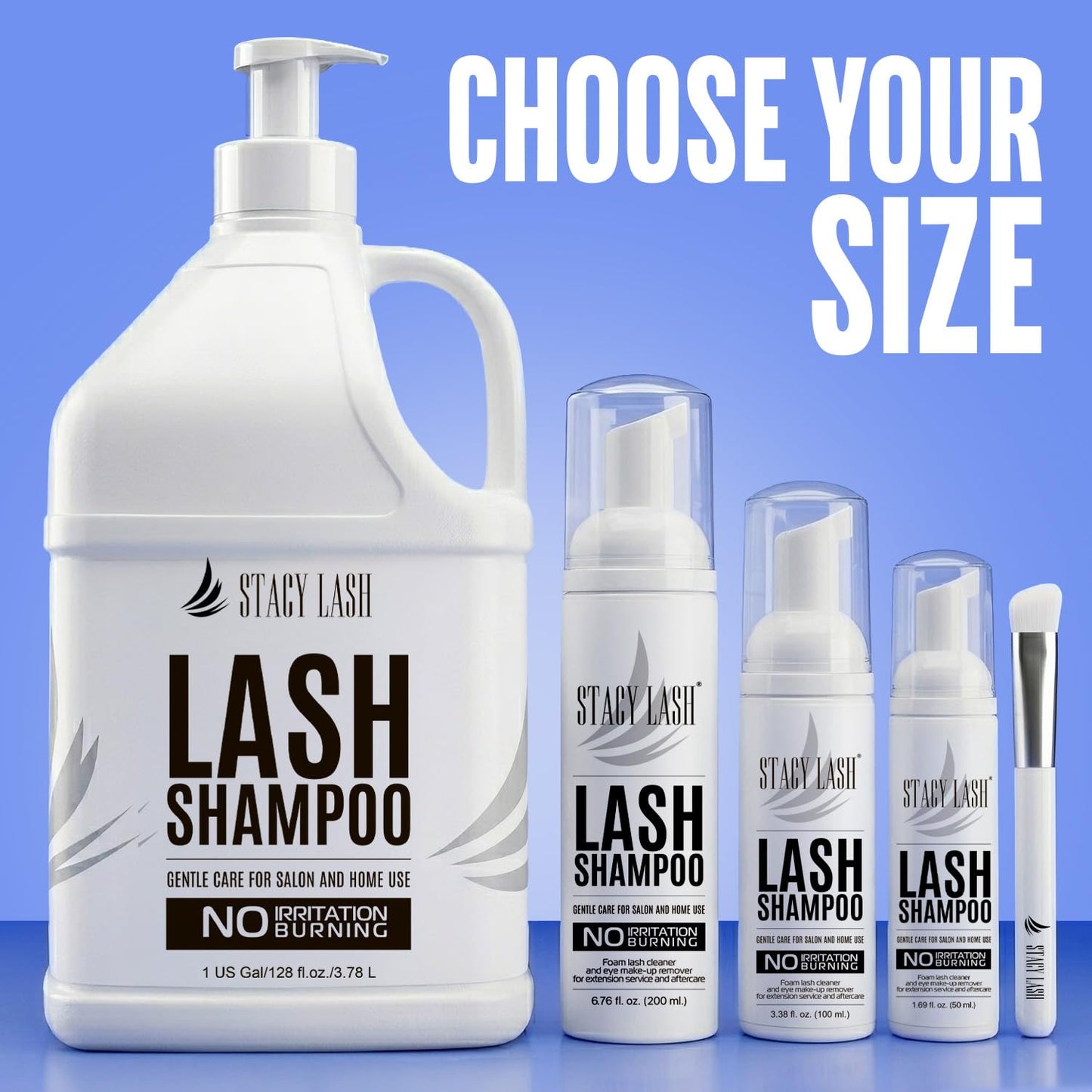 STACY LASH 6.76 fl.oz / 200ml Eyelash Extension Shampoo + Brush/Korean Makeup Remover/Eyelid Foaming Cleanser/Wash for Extensions & Natural Lashes/Supplies for Professional & Home Use
