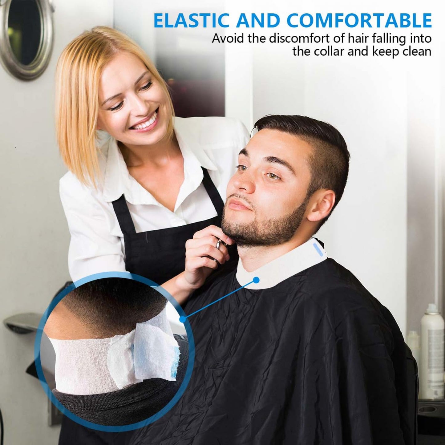 SenseYo 5 Rolls Disposable Barber Paper Strips Tissue Stretchy Neck Band Wrap Tape Hairdressing Supplies Accessory Tool Professional for Salon Haircut Styling