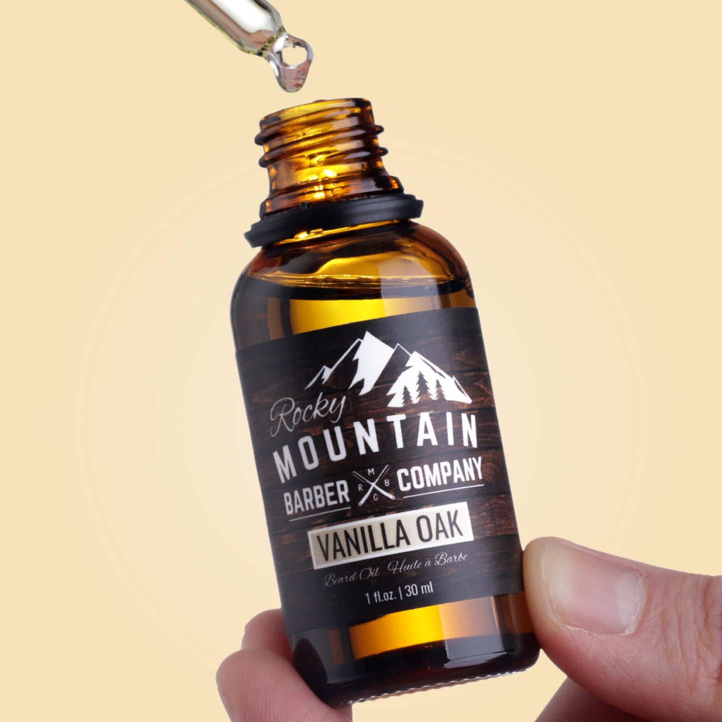 Rocky Mountain Barber Company Vanilla Oak Beard Oil for Men – 800+ Drops to Soften & Moisturize Beards – Fast-Absorbing with Argan, Jojoba & Grape Seed Oil – 1 oz