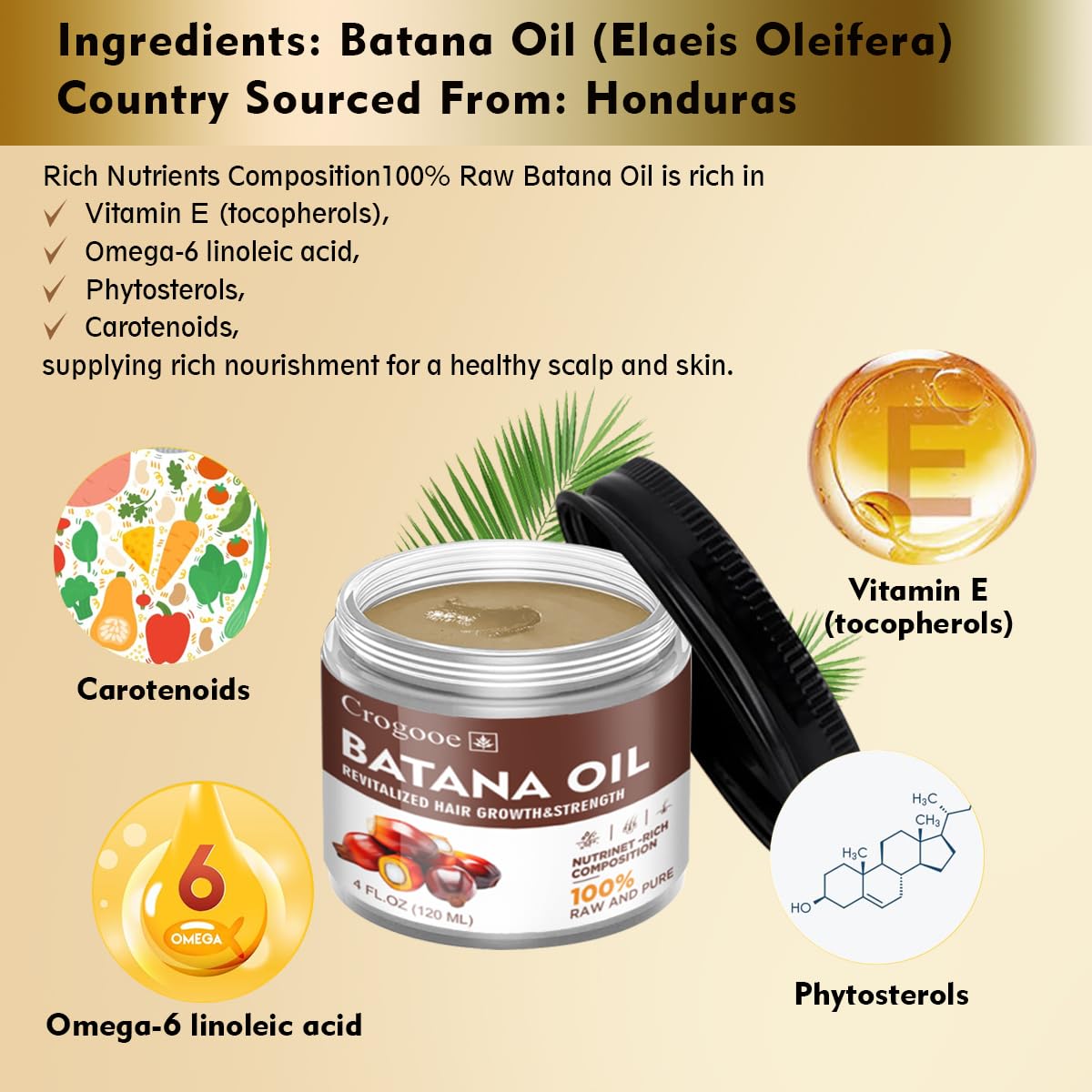 Unrefined Batana Oil For Hair Growth-Authentic & Organic Batana Hair Mask Natural Hair Growth Oil Jarhair Care Comfort Strength Hairgrowthoil 4 Oz