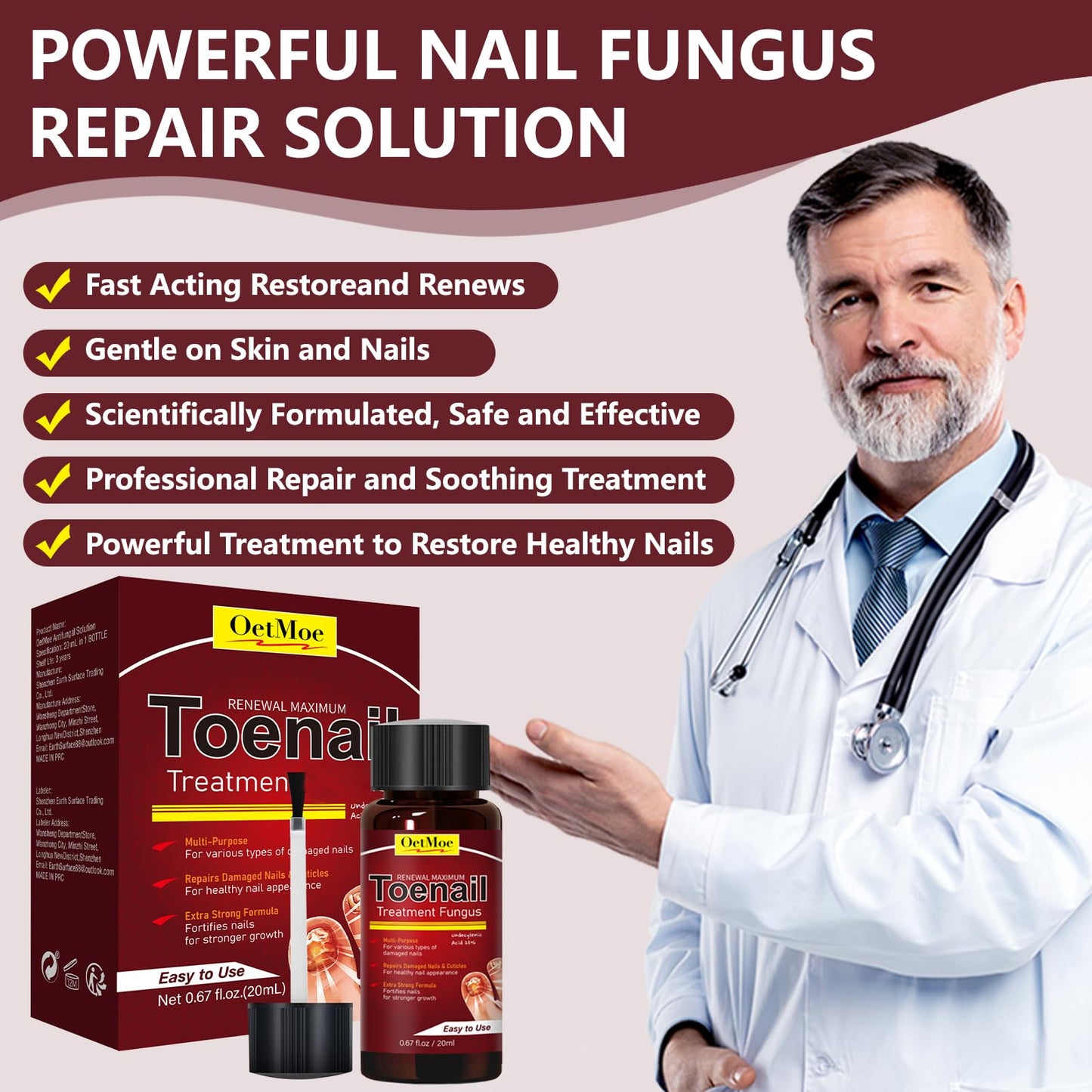 Toenail Fungus Treatment Extra Strength, 25% Undecylenic Acid Nail Repair Liquid for Yellow, Thick Nails, 2 Pcs