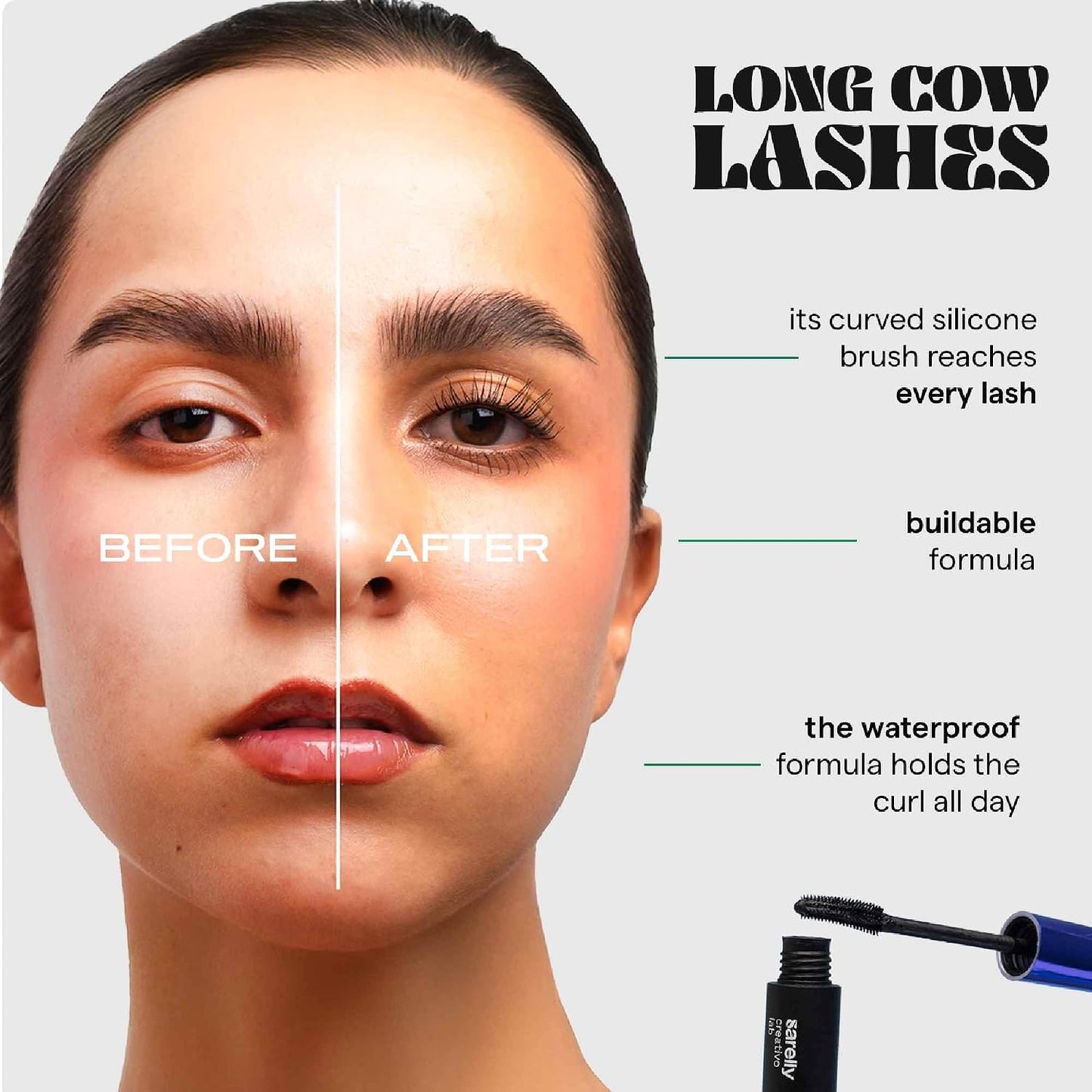 SARELLY Waterproof Mascara - Volumizing & Lengthening Formula | Vegan & Cruelty-Free