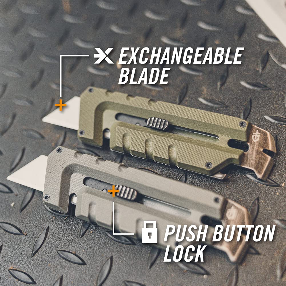 Gerber Gear Prybrid Multi Tool Utility Pocket Knife, Utility EDC Razor Knife with Retractable Box Cutter Blade and Pry Bar, Grey G10 no Clip