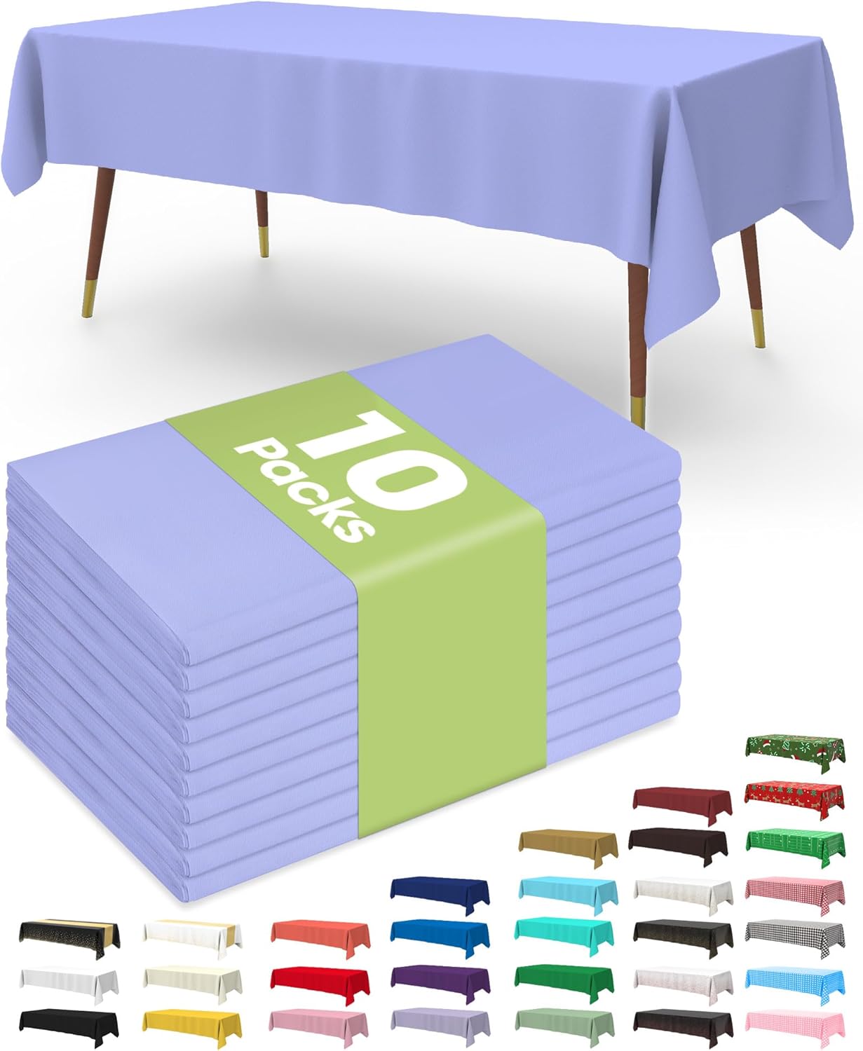 Plastic Table Cloths - 10 Pack Disposable 54 x 108 Inch for Parties, Picnics & Weddings | Rectangle White