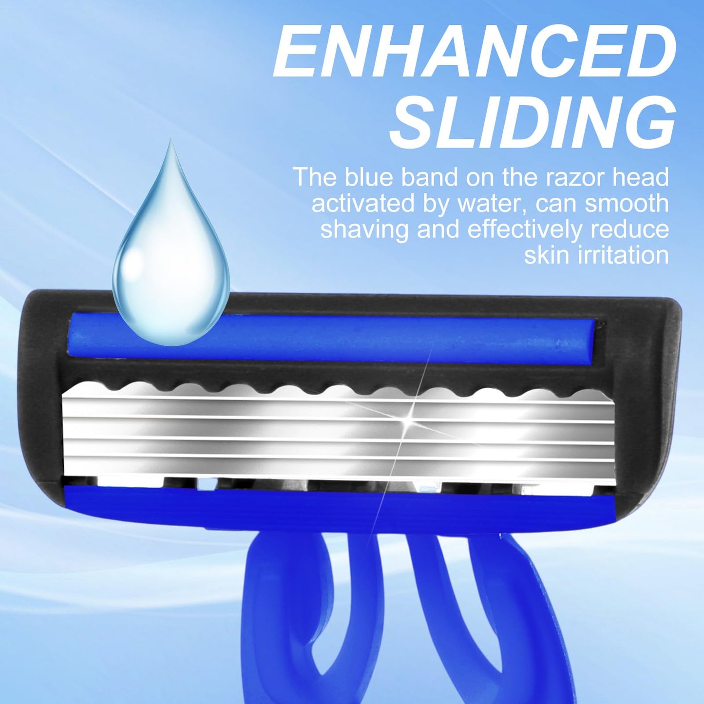 Leriton 15 Pcs Sensitive Men's Disposable Razors Bulk 5-Blade Disposable Head Razor for Sensitive Skin for Hotels, Travel, Business Trips, Gyms, SPA, Donations, Gifts, Etc.