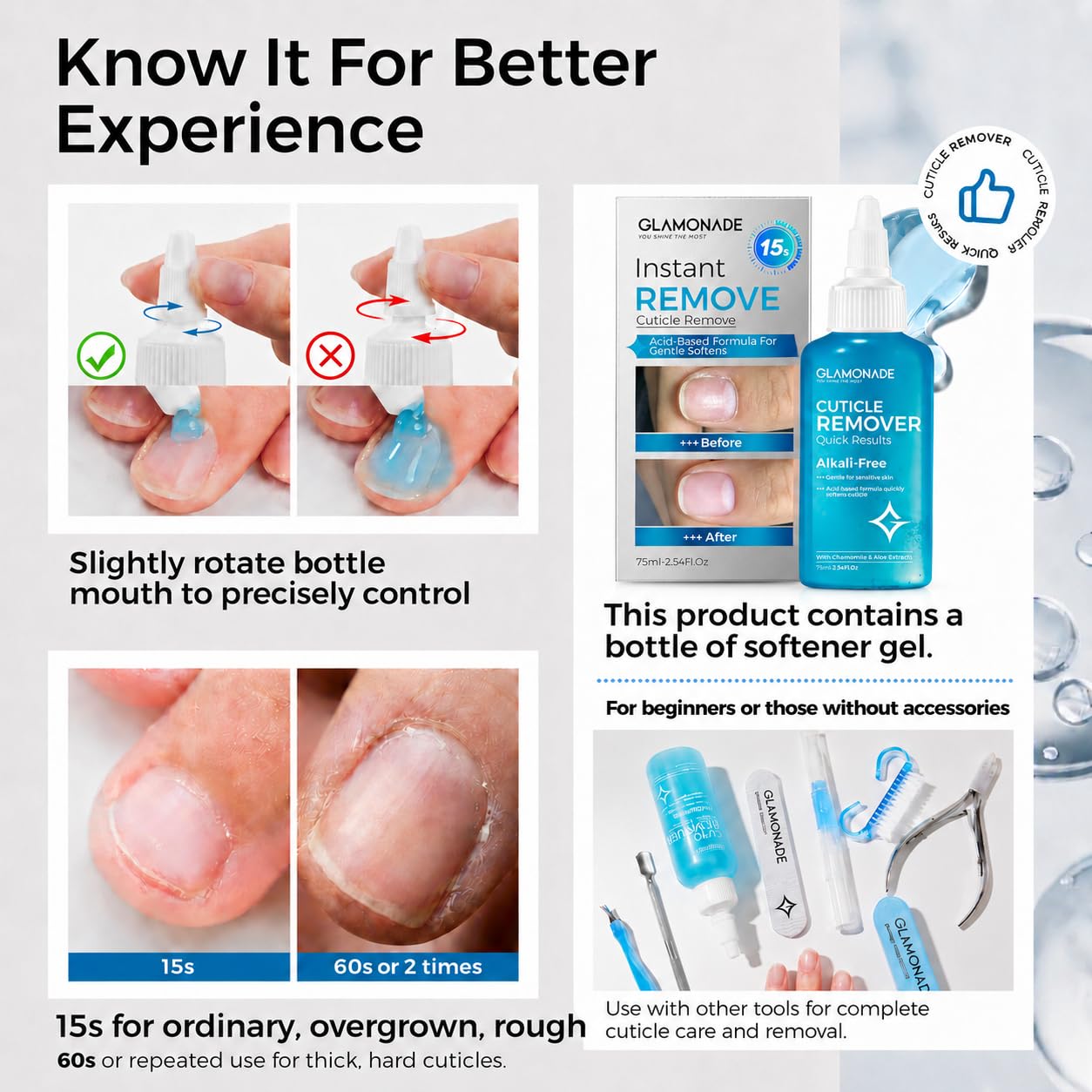 Instant Cuticle Remover Gel - Fast-Acting Softener for Rough Cuticles | Gentle Salicylic Acid Formula