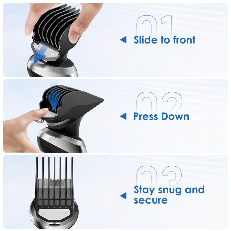 Clipper Guards Set, Hair Clipper Guards with Metal Clip, 6 Cutting Lengths 1.25"/1.5"/1.75"/2"/2.25"/2.5", Fits Most Cordless/Cord Wahl Clippers (Black, 10 12 14 16 18 20)