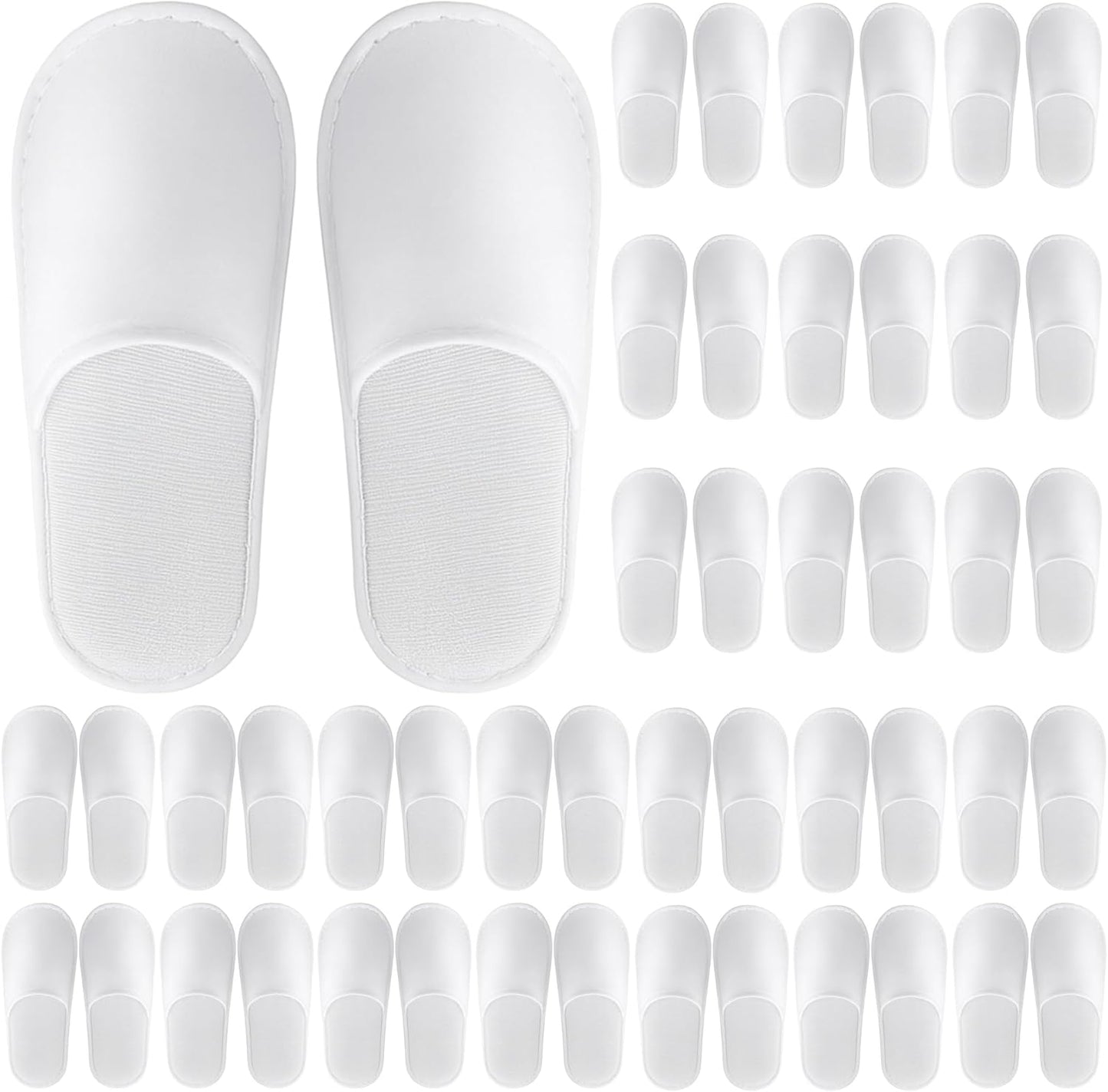 Disposable Spa Slippers - Soft Fleece, Individually Wrapped | 24 Pairs for Hotels, Travel & Home Use - White
