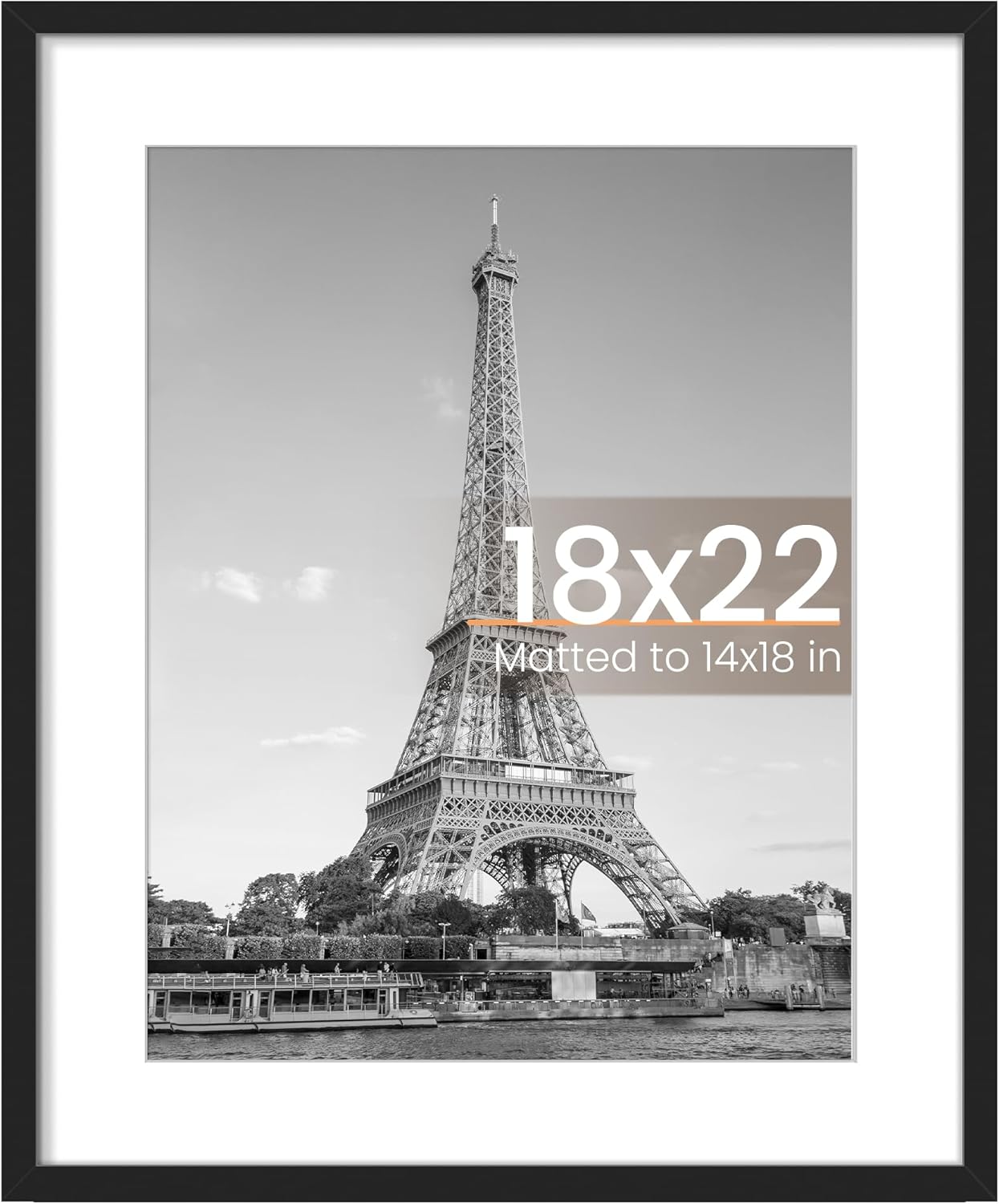 Upsimples 11x14 Picture Frame - Display 8x10 Photos with Mat or 11x14 Without Mat | Black Wall Hanging Frame