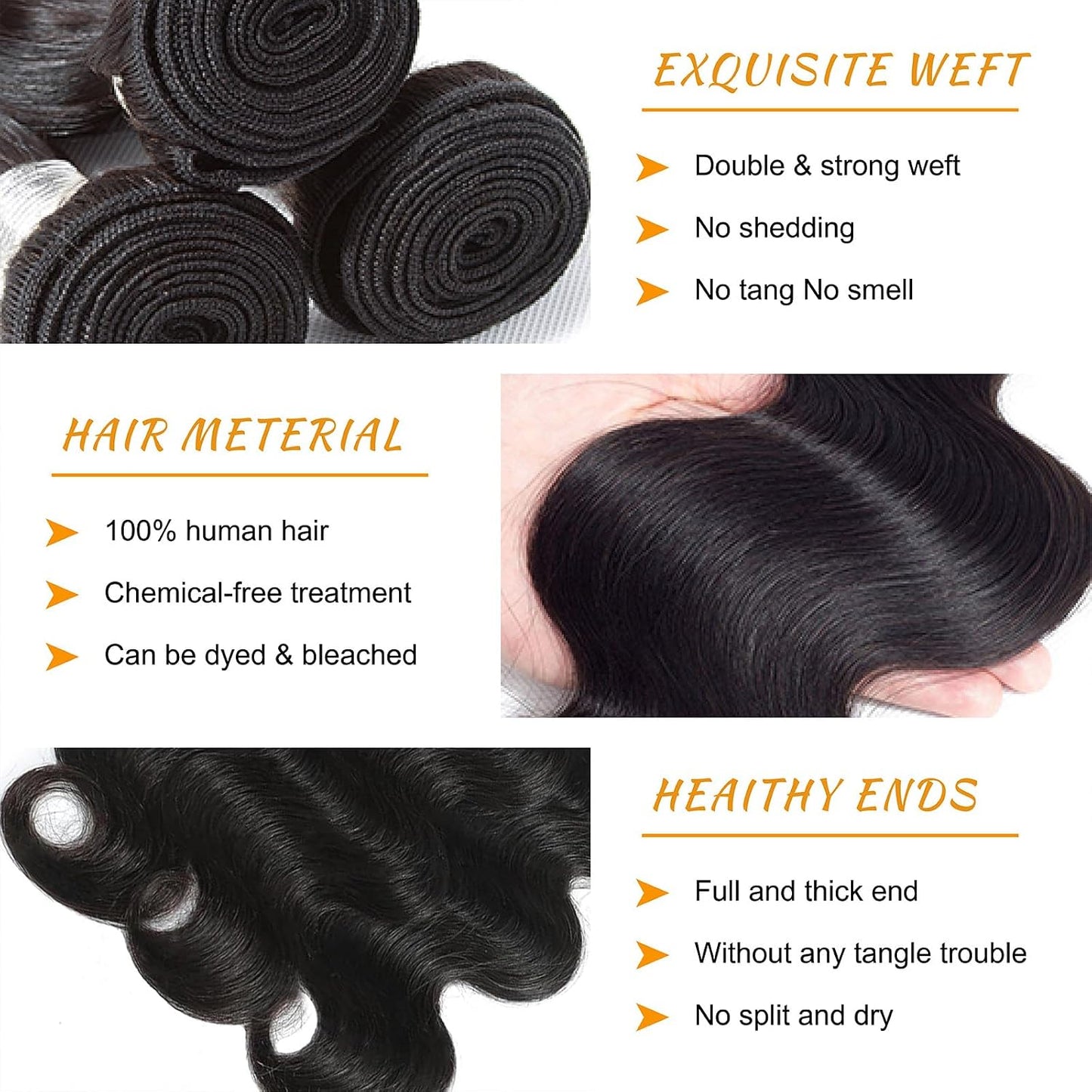 14A Brazilian Body Wave Bundles - 100% Real Virgin Human Hair Extensions | Natural Color, 22, 24, 26 Inch