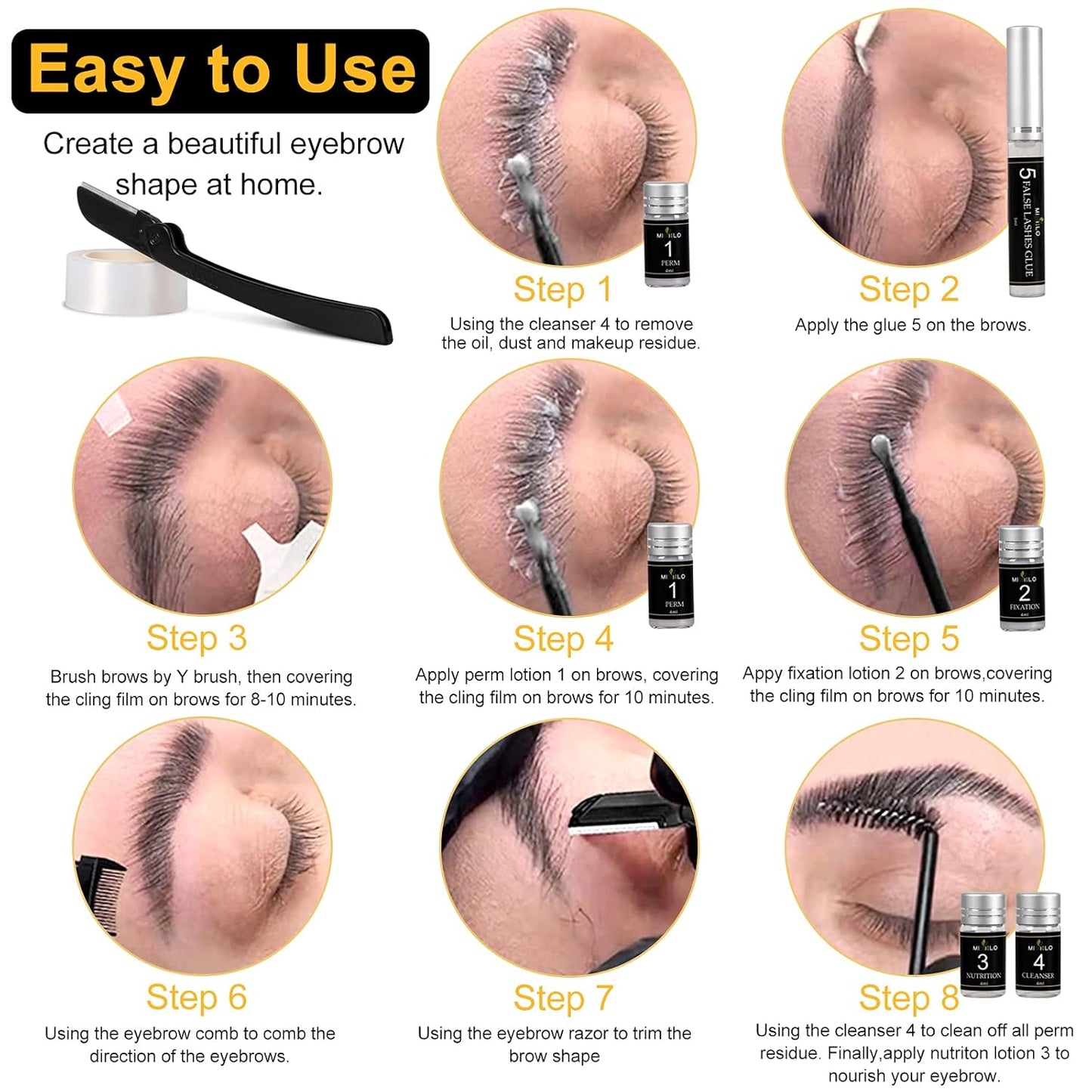 5-in-1 Lash Lift & Eyebrow Lamination Kit - Professional DIY Eyelash Curler for At-Home Salon Results | Beginner Friendly