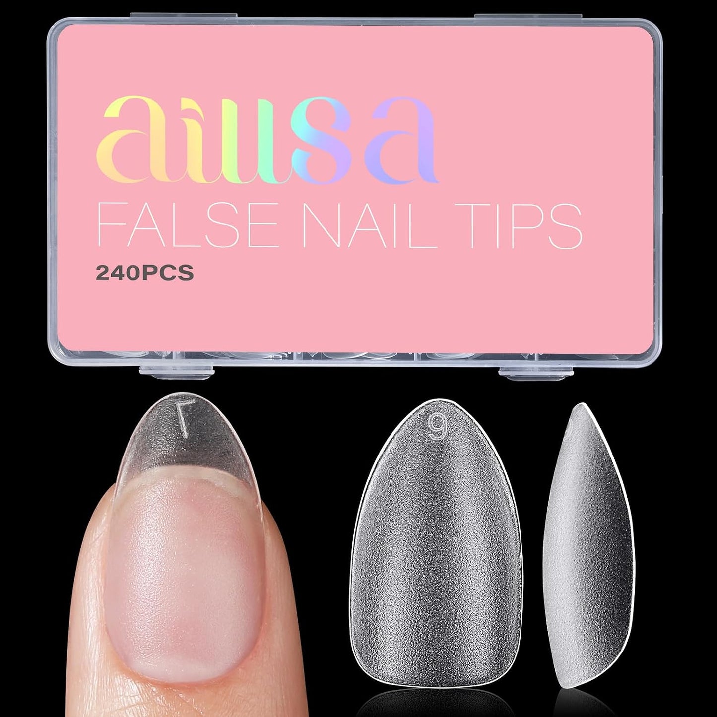 Almond Nail Tips - 450pcs Soft Full Cover Gel Nails | Pre-shaped Press-On Extensions in 15 Sizes for Beginners