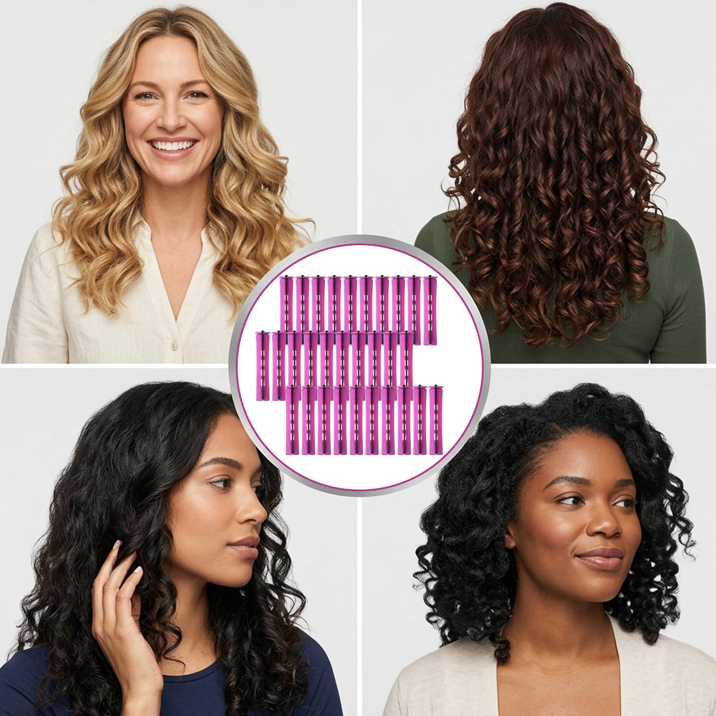 40Pcs Perm Rods, Women's Perm Rod Set For Long & Natural Hair, Plastic Cold Wave Rods Hair Rollers Curling Rod for Women DIY Hairdressing Tools