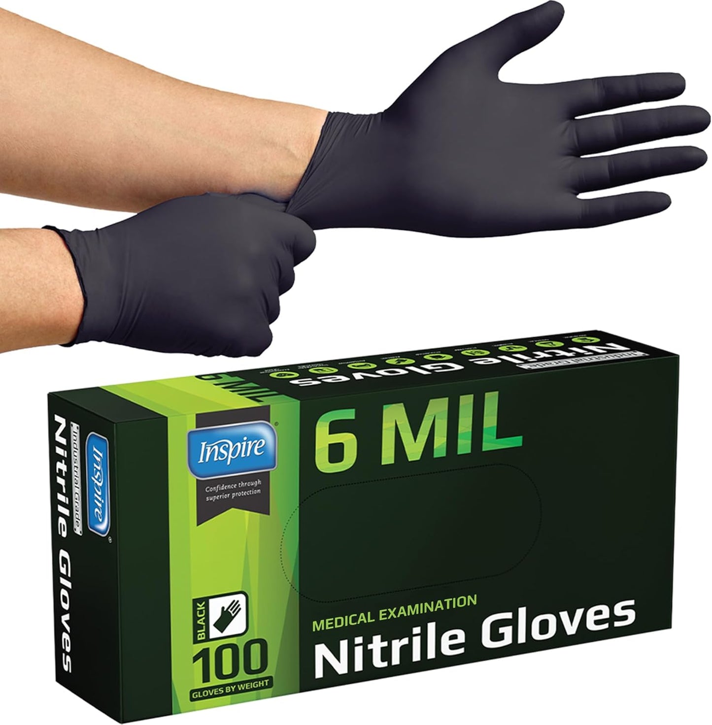 Heavy Duty Black Nitrile Gloves - 6 Mil Chemical Resistant | Disposable Medical & Cleaning Use