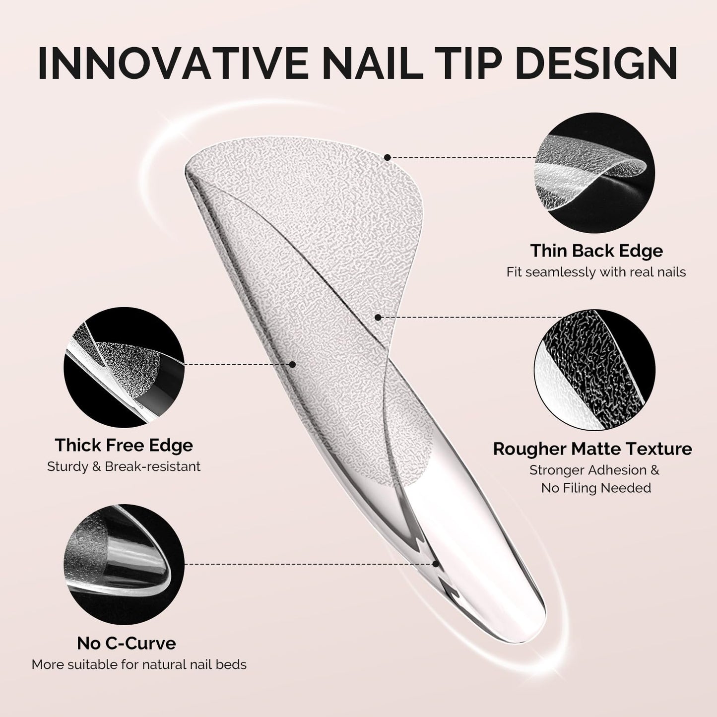 MelodySusie Extra Short Ballerina X Nail Tips - 300Pcs 15 Sizes