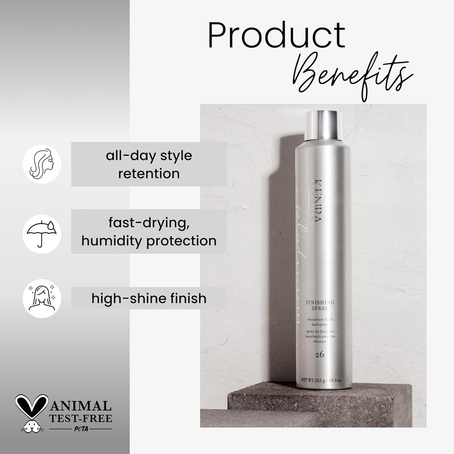Kenra Professional Platinum Finishing Spray 26 - Maximum Hold Hairspray | Fast-Drying, Humidity-Resistant, All-Day Style Retention | Ideal for All Hair Types