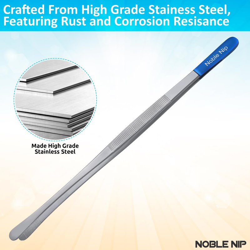 Noble Nip Kitchen Tweezers Stainless-Steel Cooking Tweezers Japanese Made Premium Serving Tongs with Precision Serrated Tips Food Grade Chef Tweezers for Grill Pasta & Salad Kitchen Cooking Tongs.